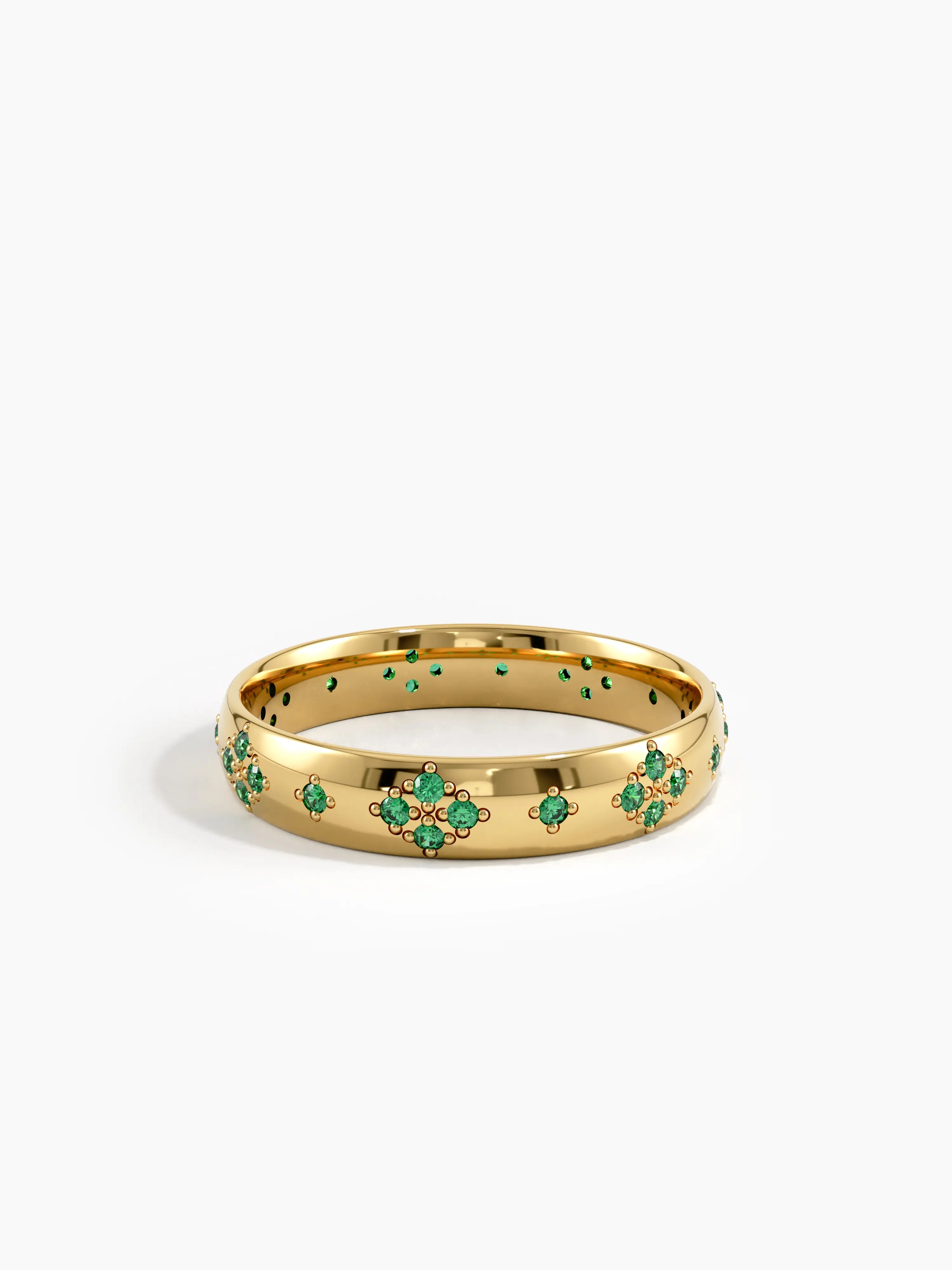 Pave Emerald Wedding Band, solid gold ring, view 8 | DiaFifth