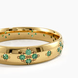 Pave Emerald Wedding Band, solid gold ring, view 2 | DiaFifth