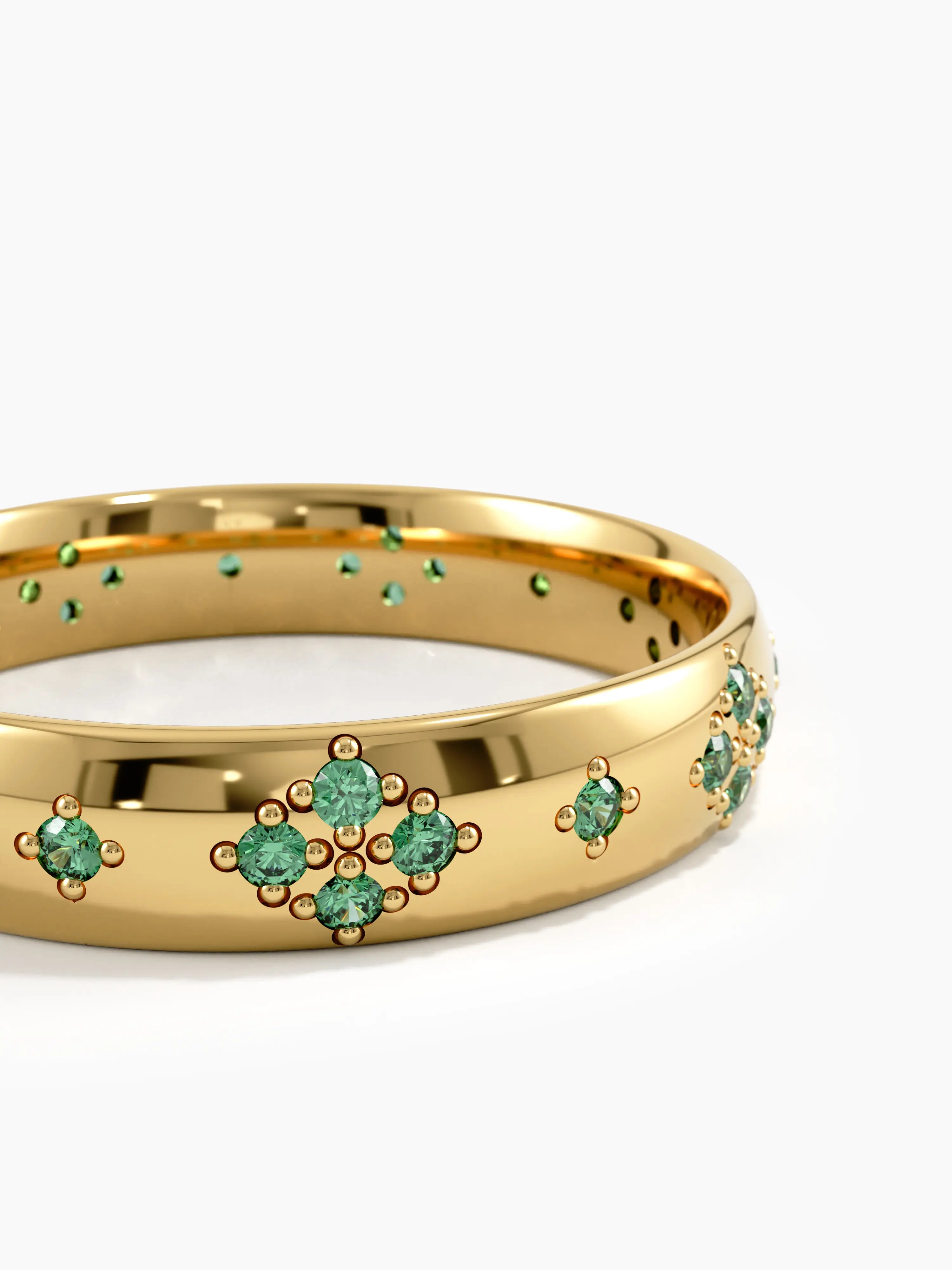Pave Emerald Wedding Band, solid gold ring, view 2 | DiaFifth