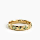 Pave Emerald Wedding Band, solid gold ring, view 4 | DiaFifth