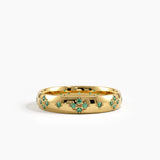Pave Emerald Wedding Band, solid gold ring | DiaFifth