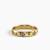 Pave Sapphire Wedding Band, solid gold ring, view 4 | DiaFifth