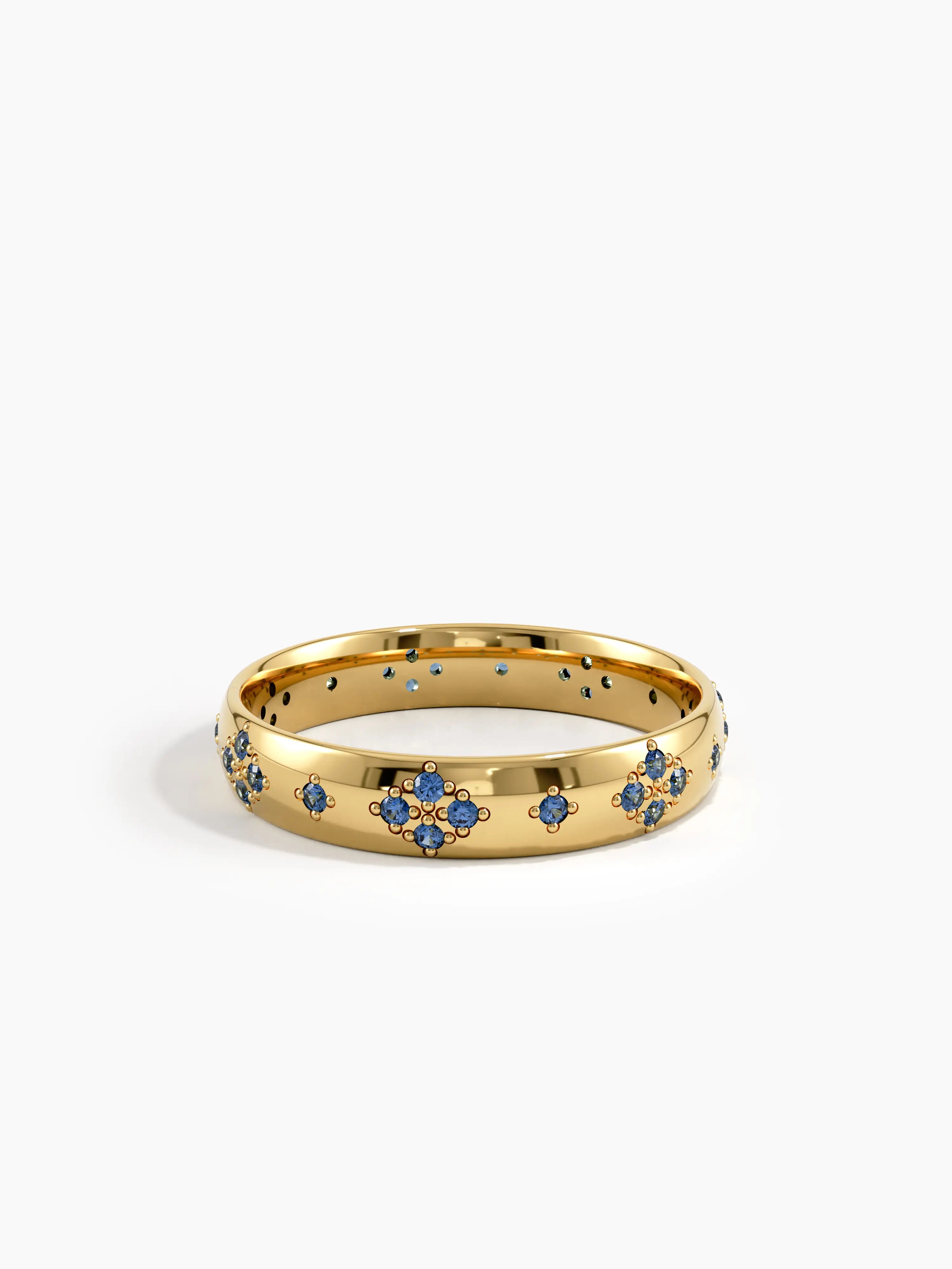 Pave Sapphire Wedding Band, solid gold ring, view 4 | DiaFifth