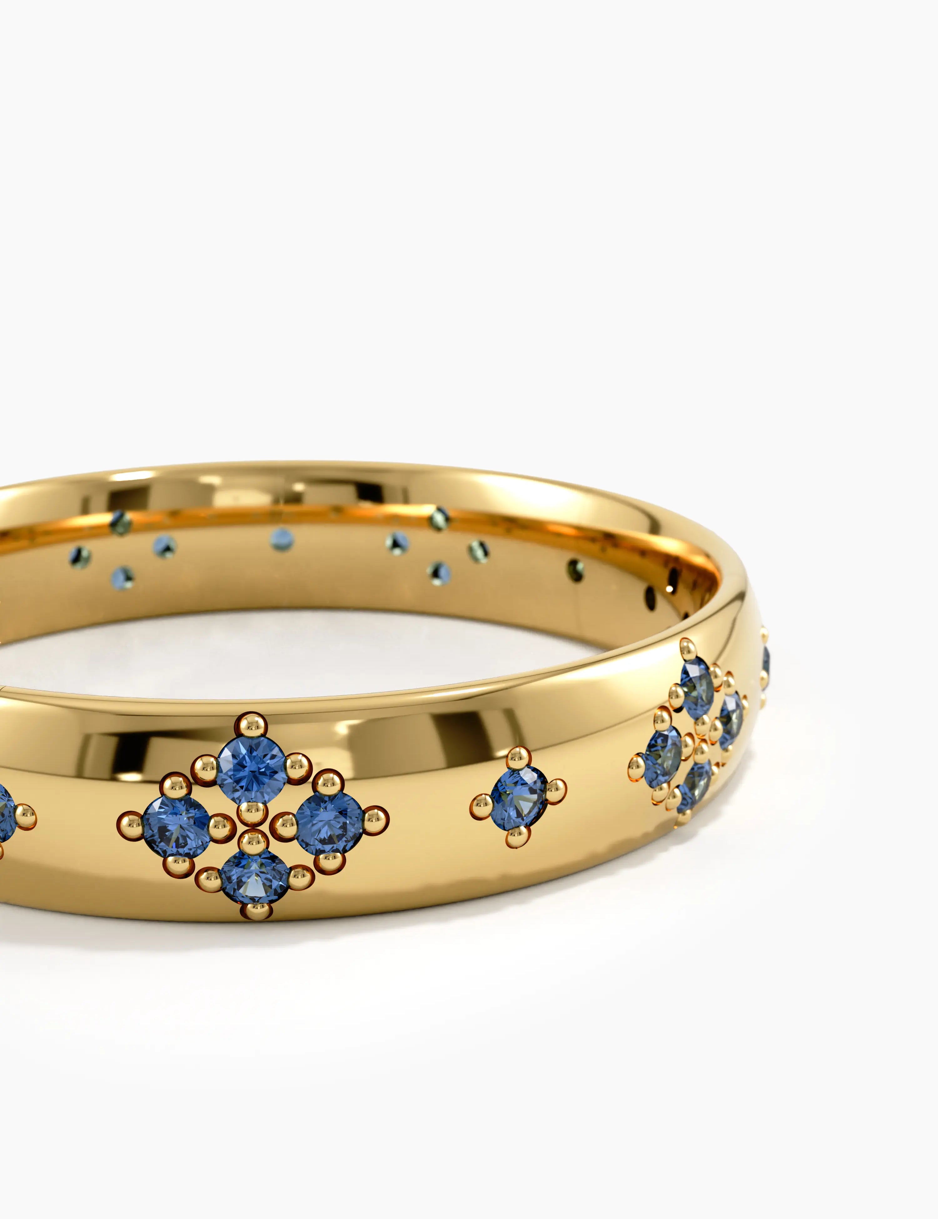 Pave Sapphire Wedding Band, solid gold ring, view 2 | DiaFifth