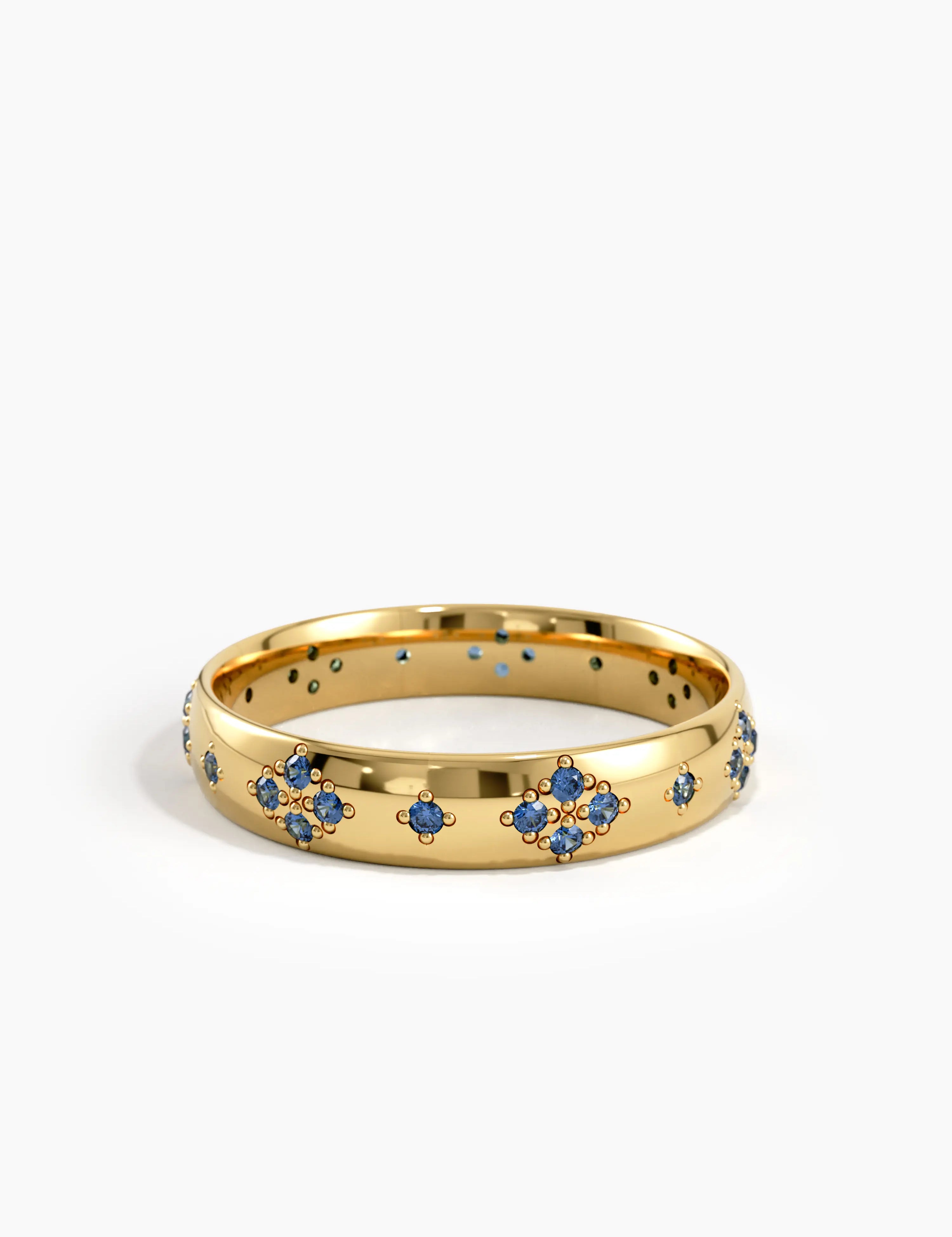 Pave Sapphire Wedding Band, solid gold ring, view 8 | DiaFifth