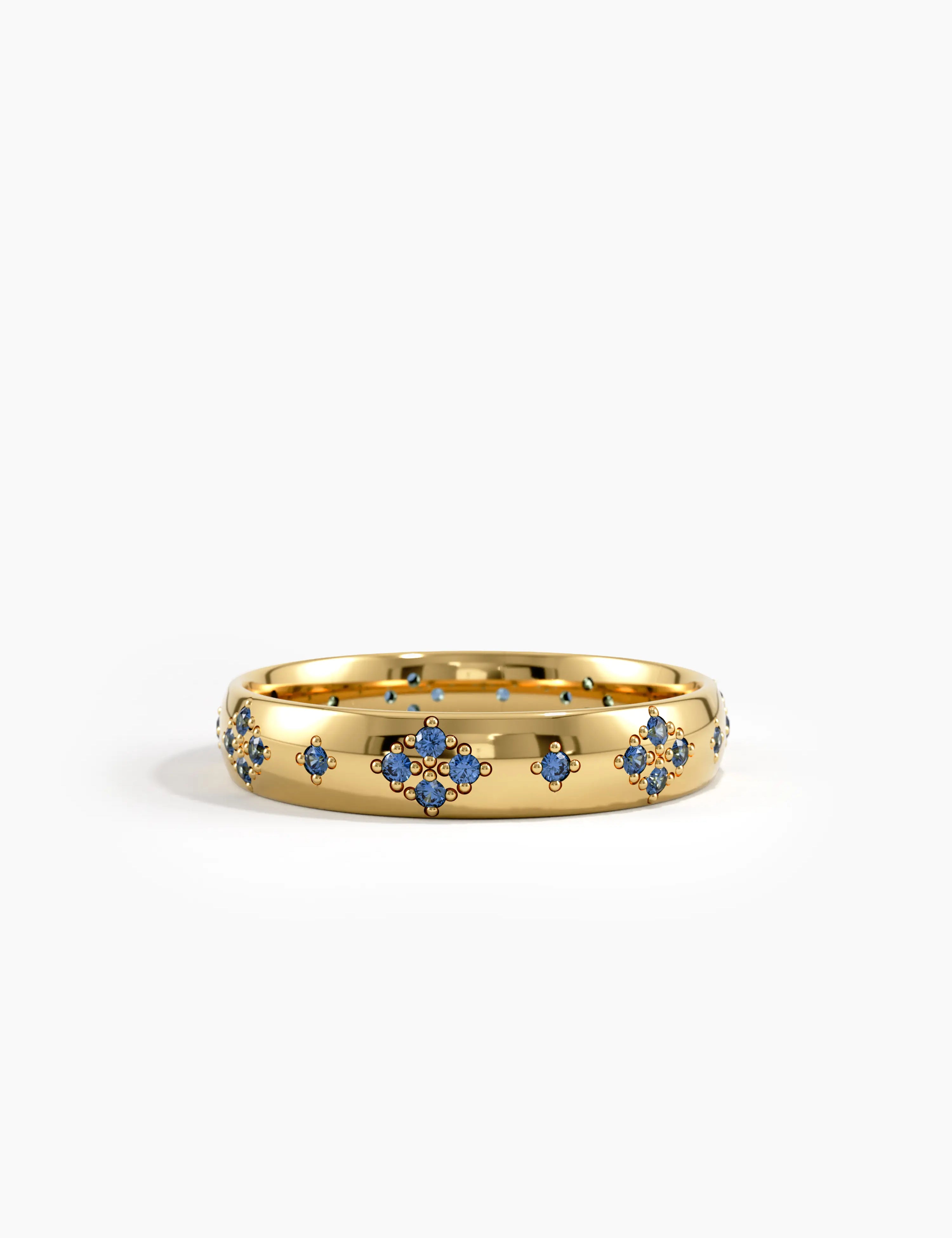 Pave Sapphire Wedding Band, solid gold ring | DiaFifth