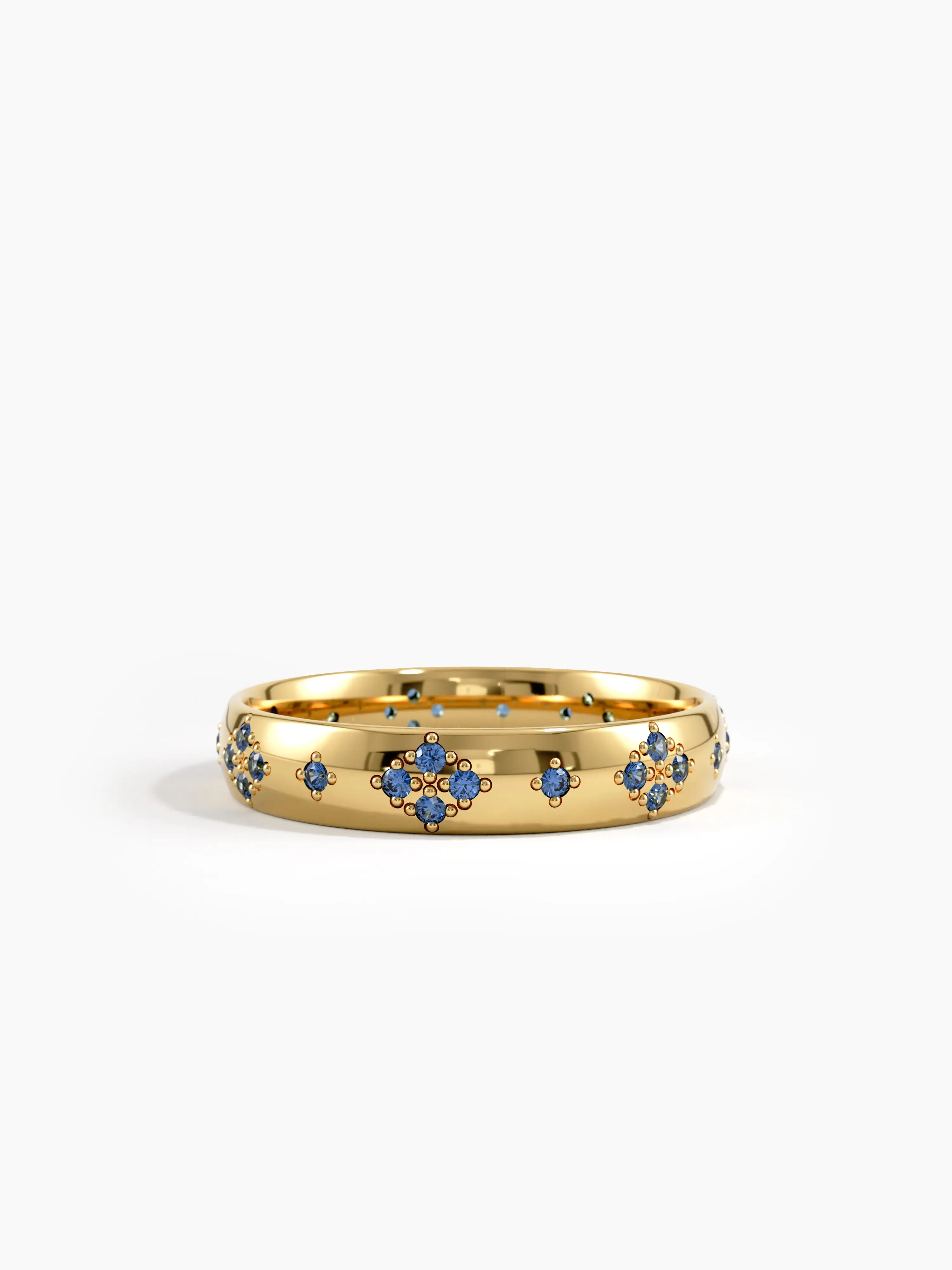 Pave Sapphire Wedding Band, solid gold ring | DiaFifth