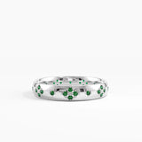 Pave Emerald Wedding Band, solid gold ring, view 7 | DiaFifth