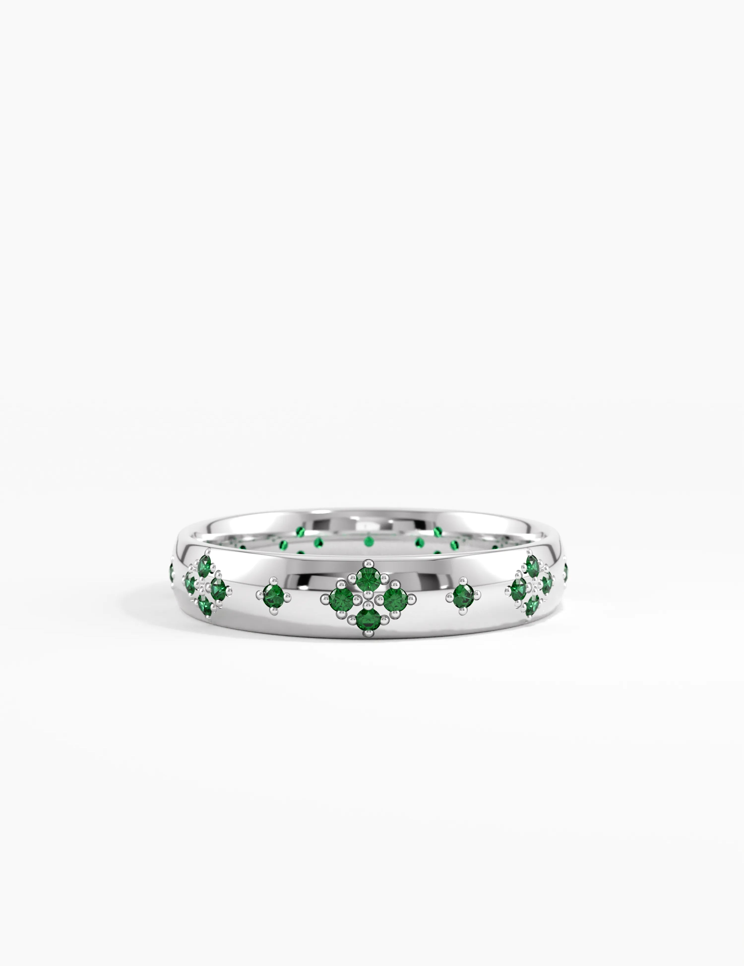 Pave Emerald Wedding Band, solid gold ring, view 7 | DiaFifth