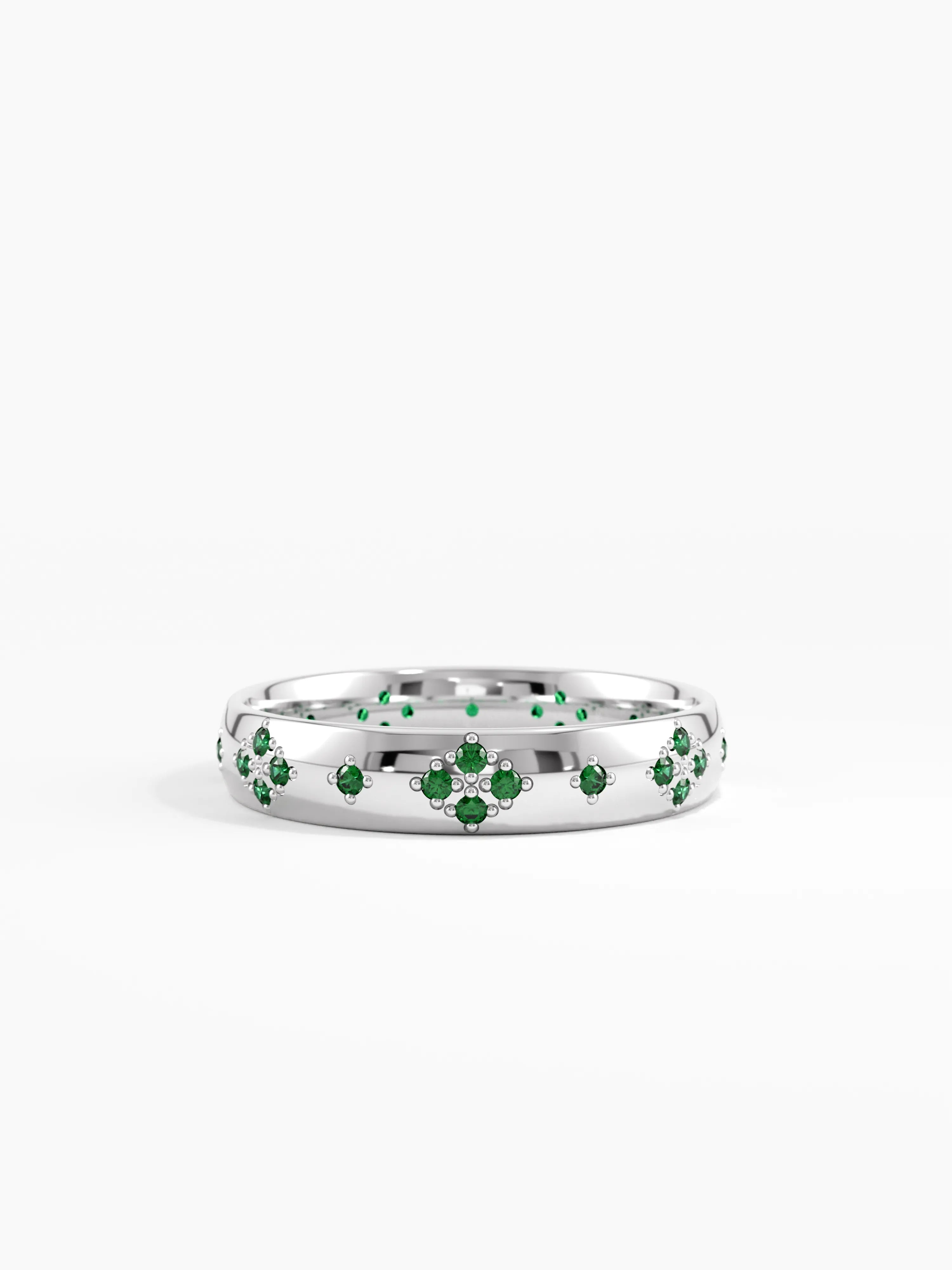 Pave Emerald Wedding Band, solid gold ring, view 7 | DiaFifth