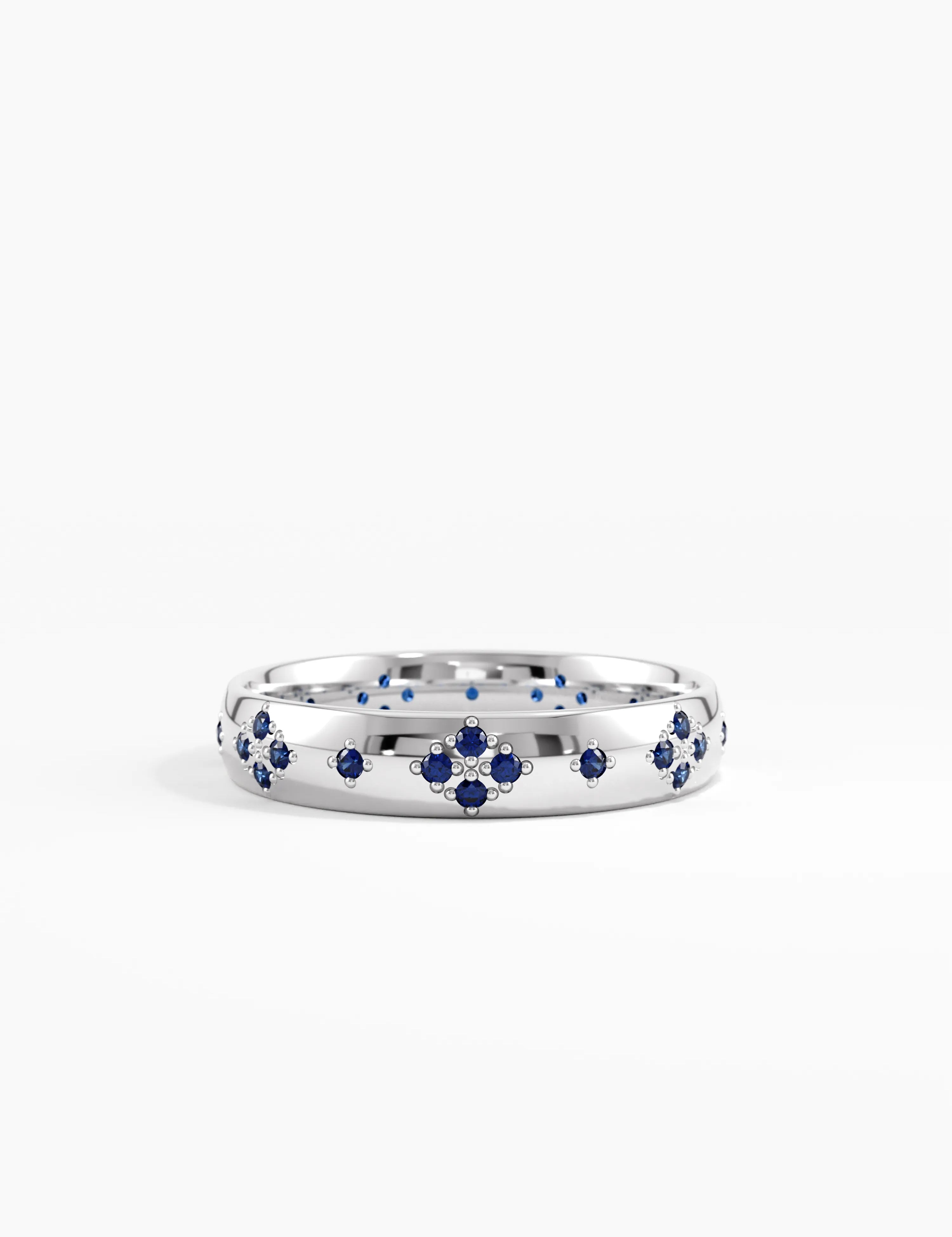 Pave Sapphire Wedding Band, solid gold ring, view 7 | DiaFifth
