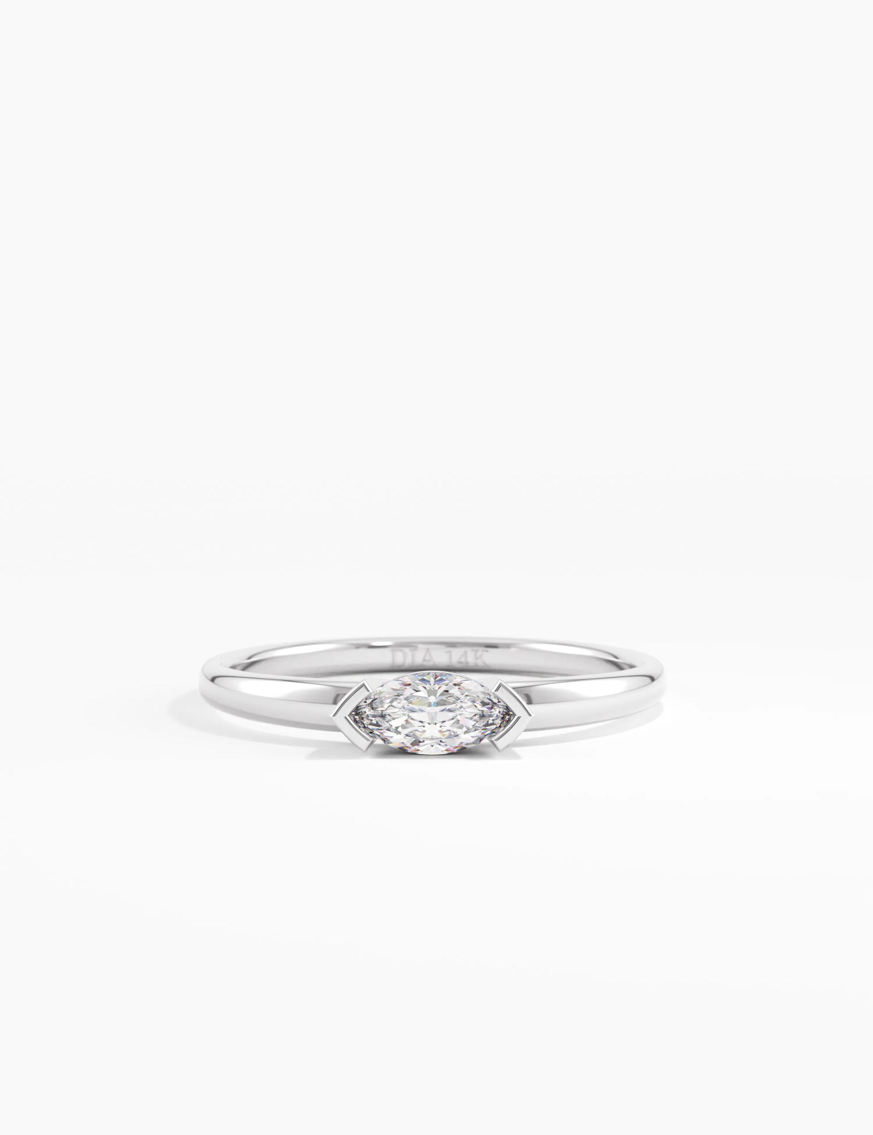 Marquise Engagement Ring, solid gold ring, view 7 | DiaFifth