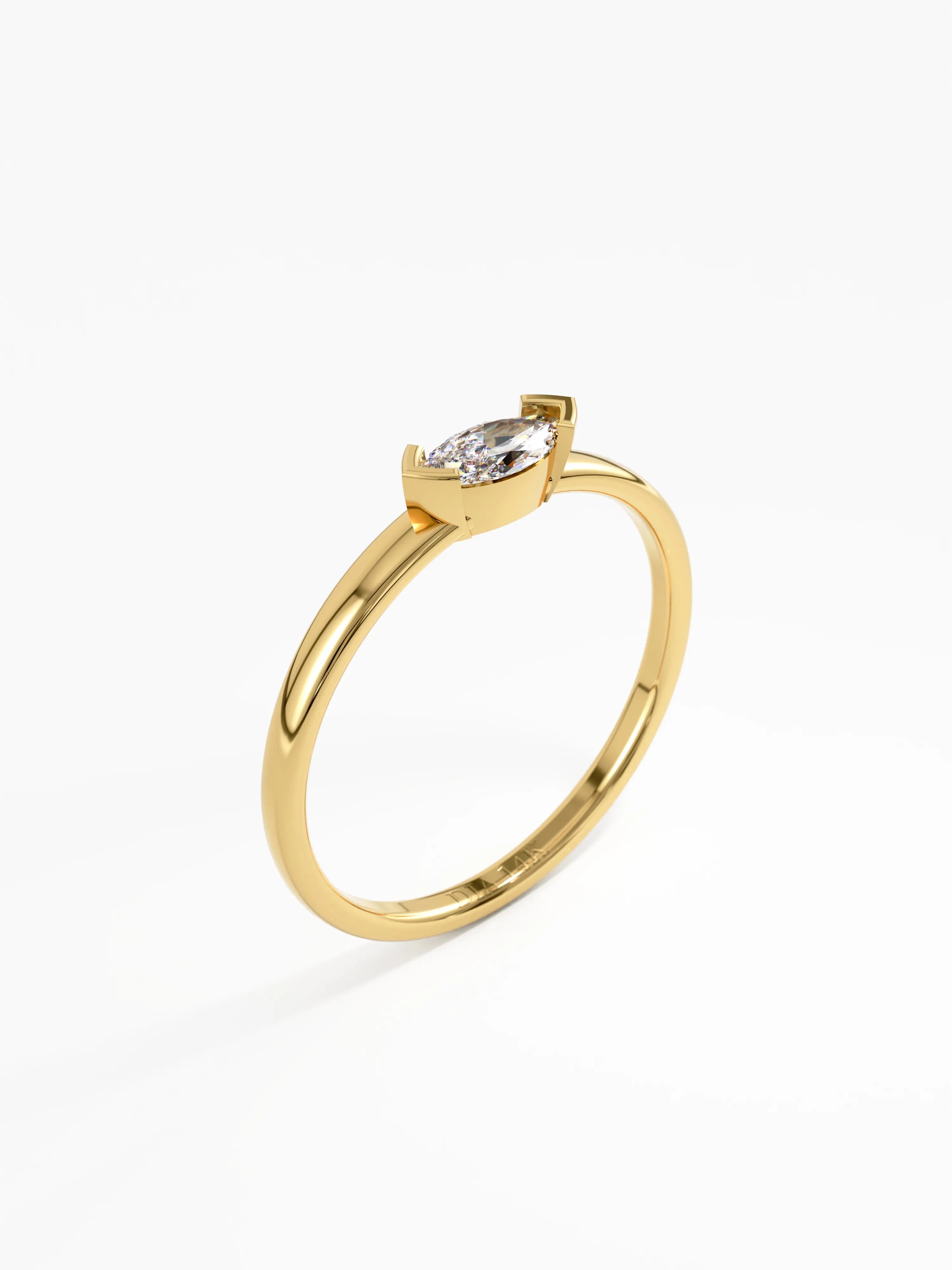 Marquise Engagement Ring, solid gold ring, view 5 | DiaFifth
