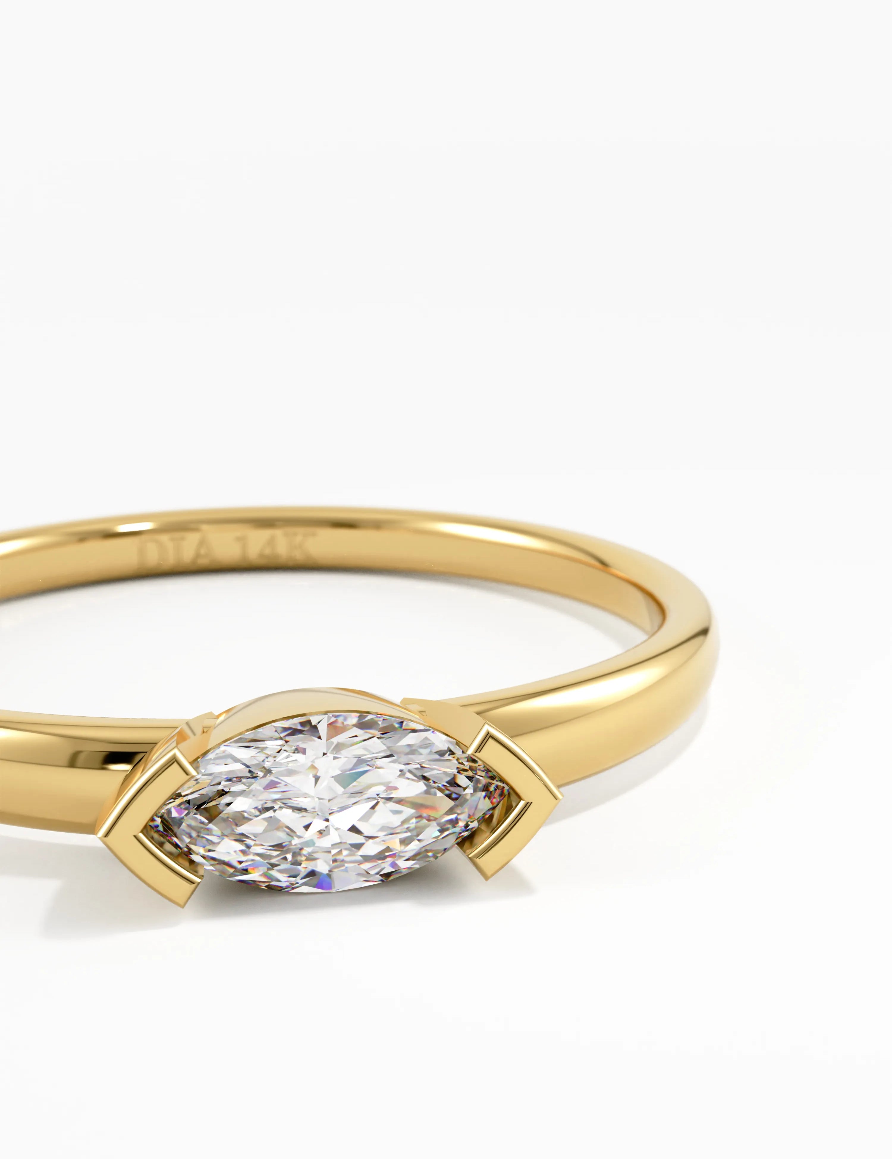 Marquise Engagement Ring, solid gold ring, view 2 | DiaFifth