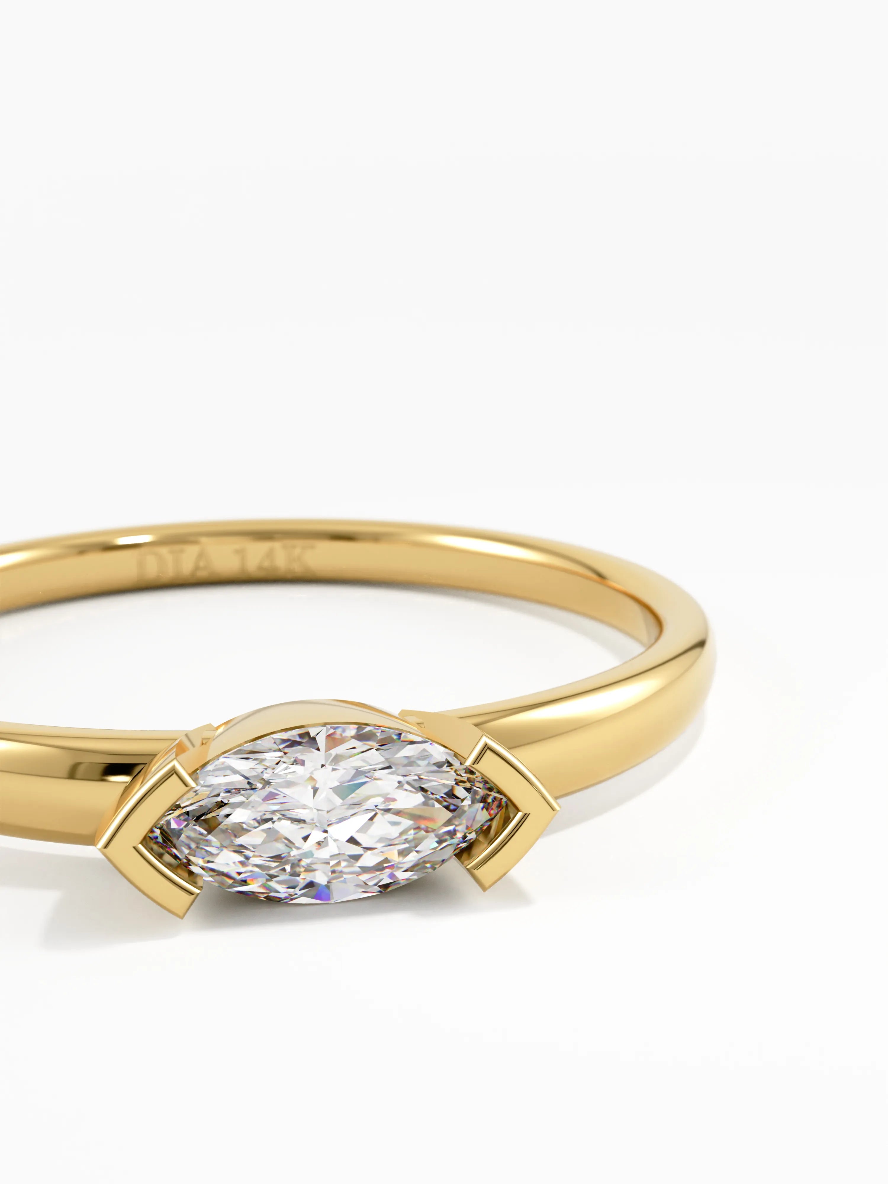 Marquise Engagement Ring, solid gold ring, view 2 | DiaFifth