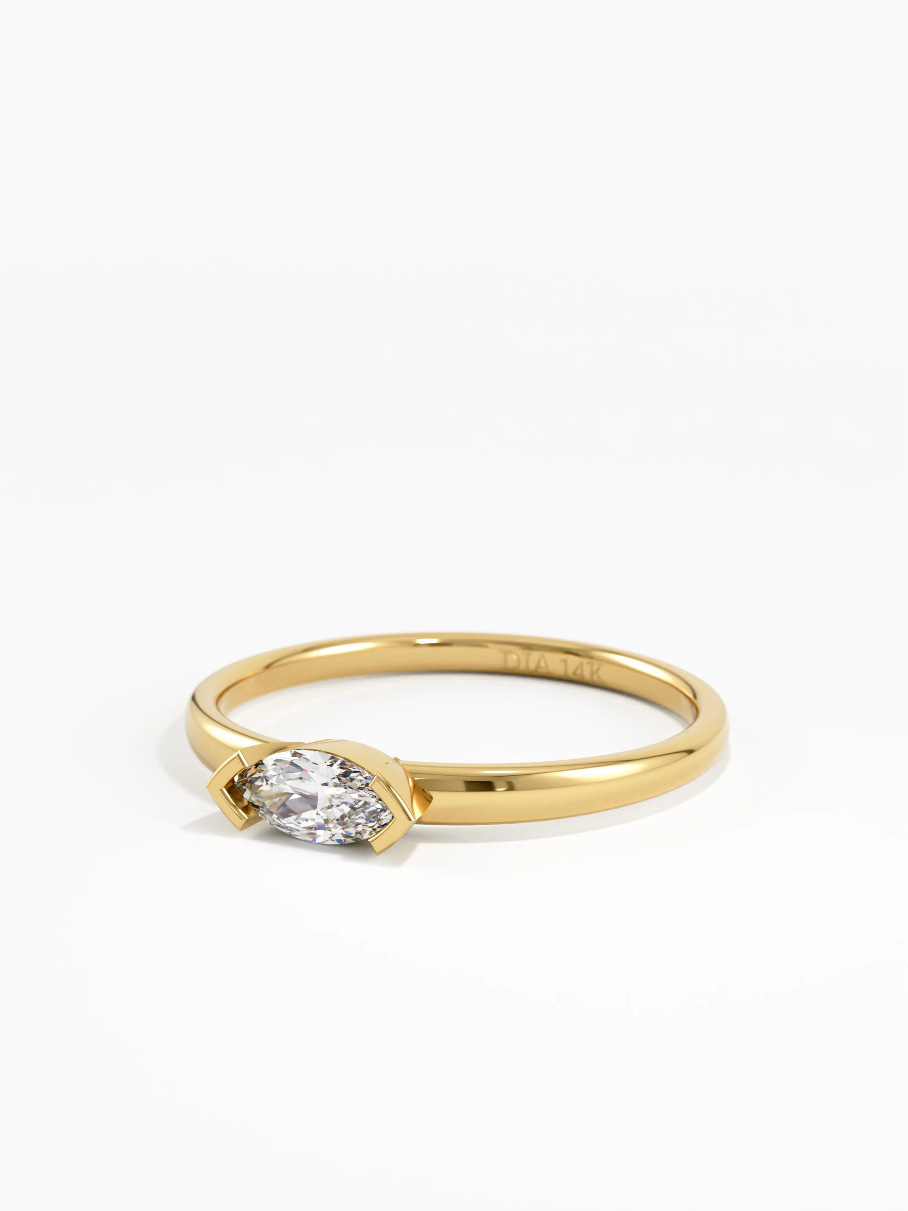 Marquise Engagement Ring, solid gold ring, view 8 | DiaFifth