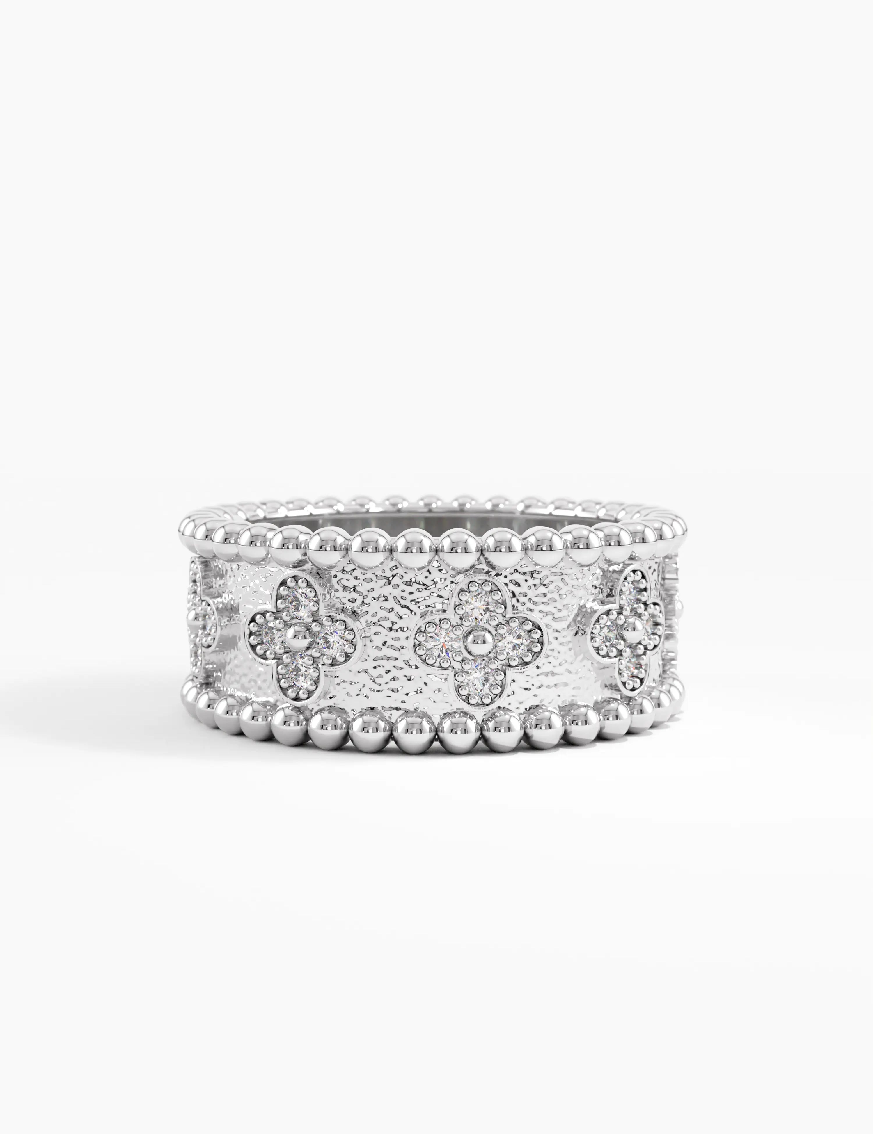 Beaded Cross Band, solid gold ring, view 7 | DiaFifth