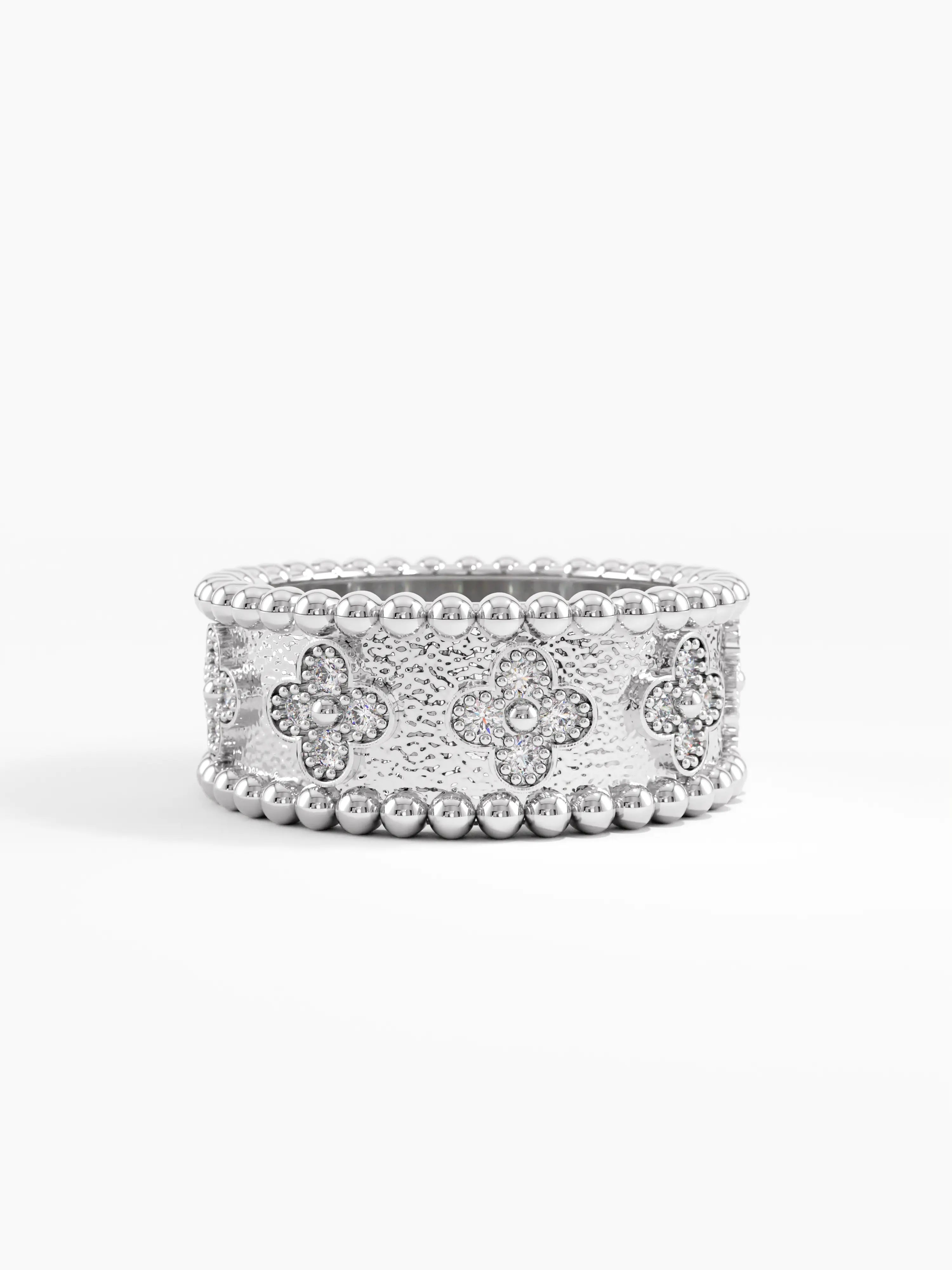 Beaded Cross Band, solid gold ring, view 7 | DiaFifth
