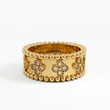 Beaded Cross Band, solid gold ring, view 4 | DiaFifth