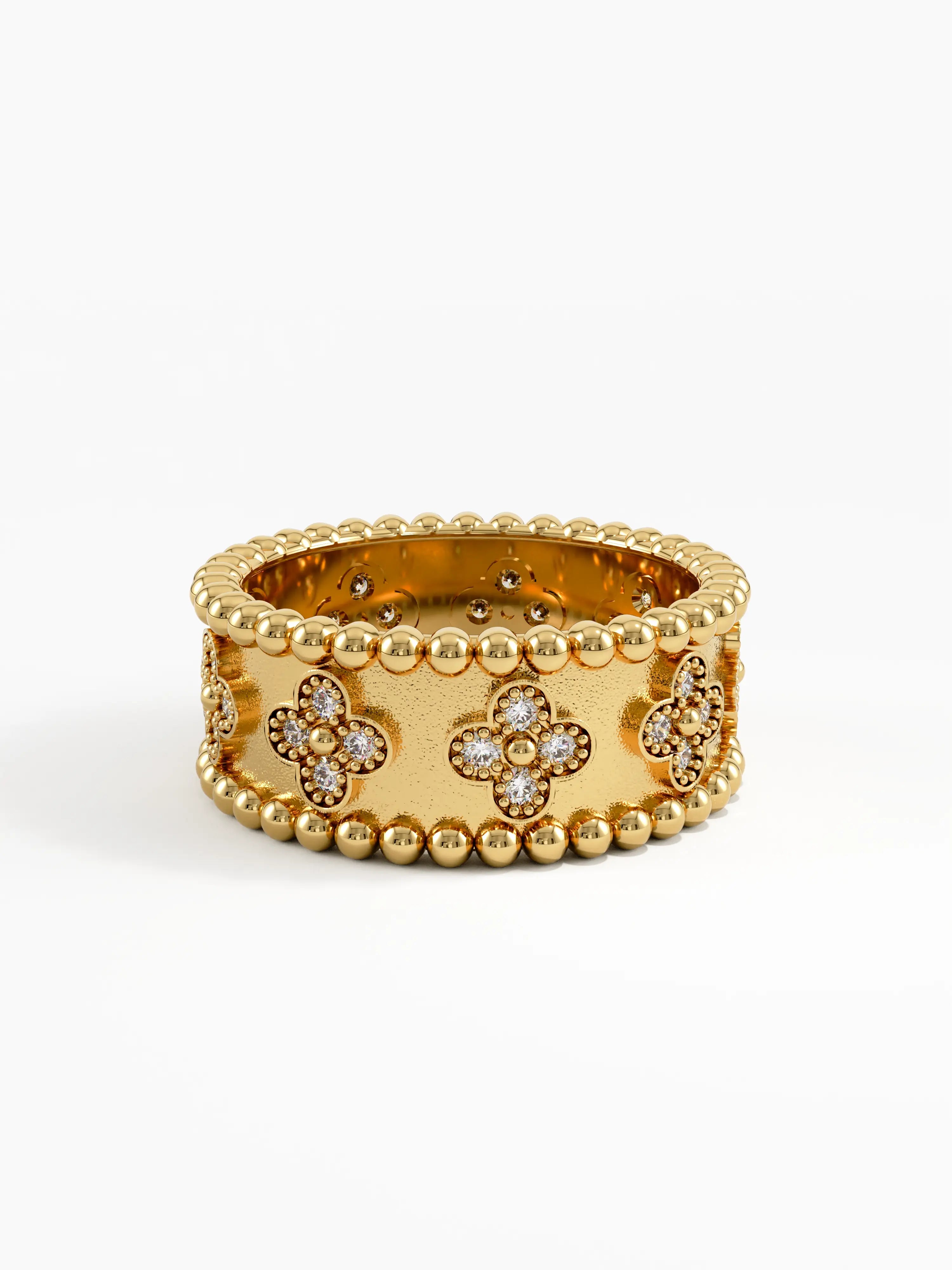 Beaded Cross Band, solid gold ring, view 4 | DiaFifth