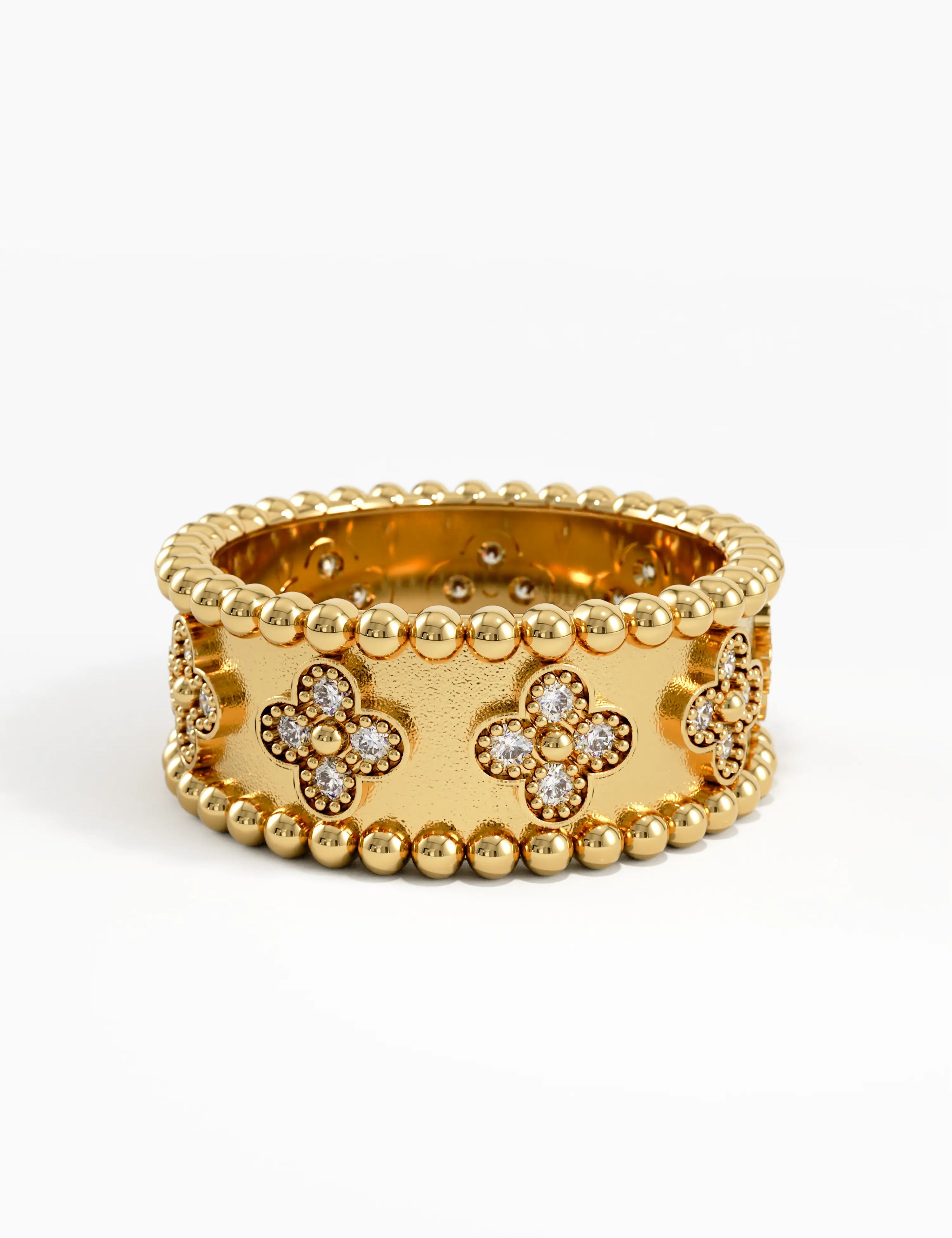 Beaded Cross Band, solid gold ring, view 8 | DiaFifth