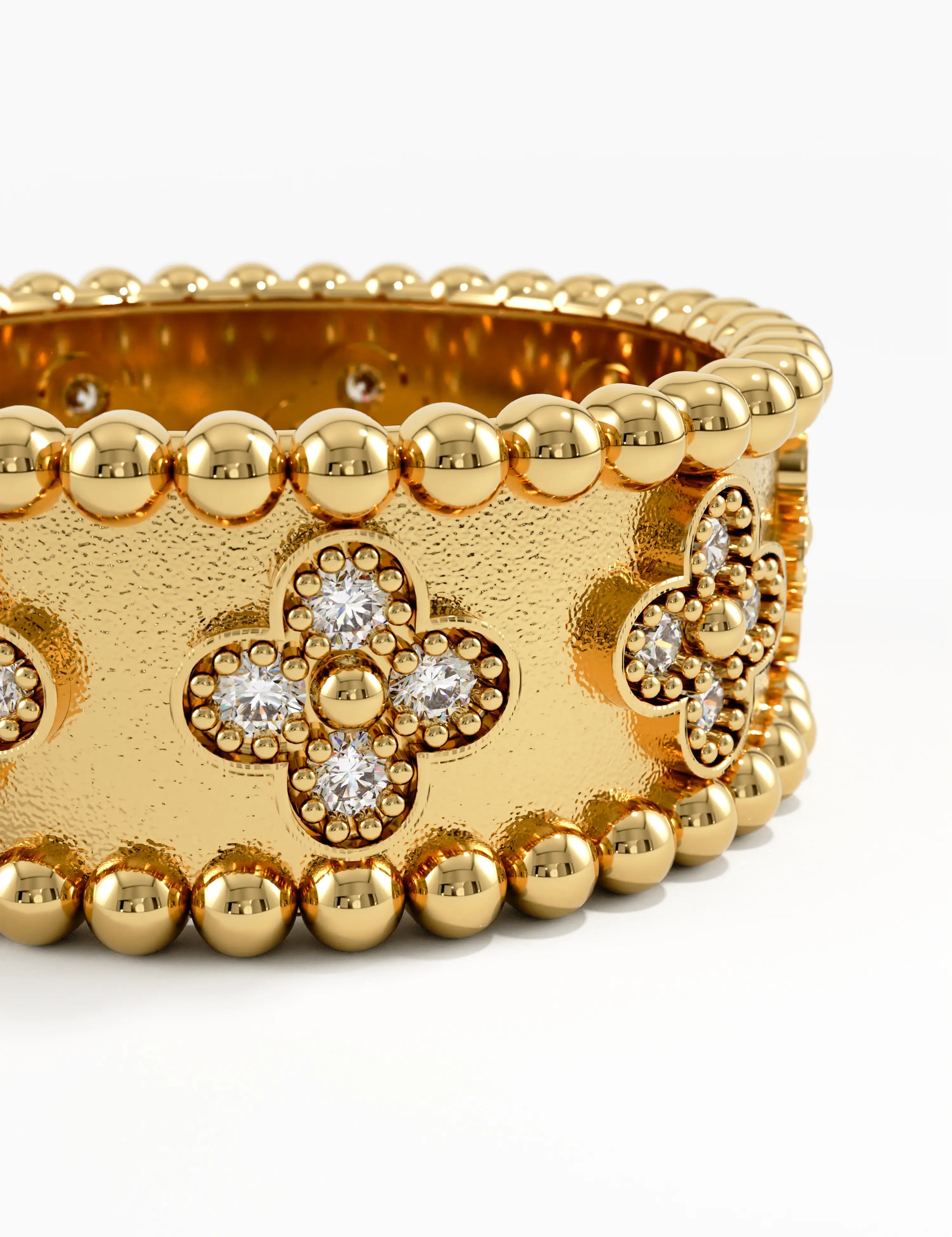 Beaded Cross Band, solid gold ring, view 2 | DiaFifth