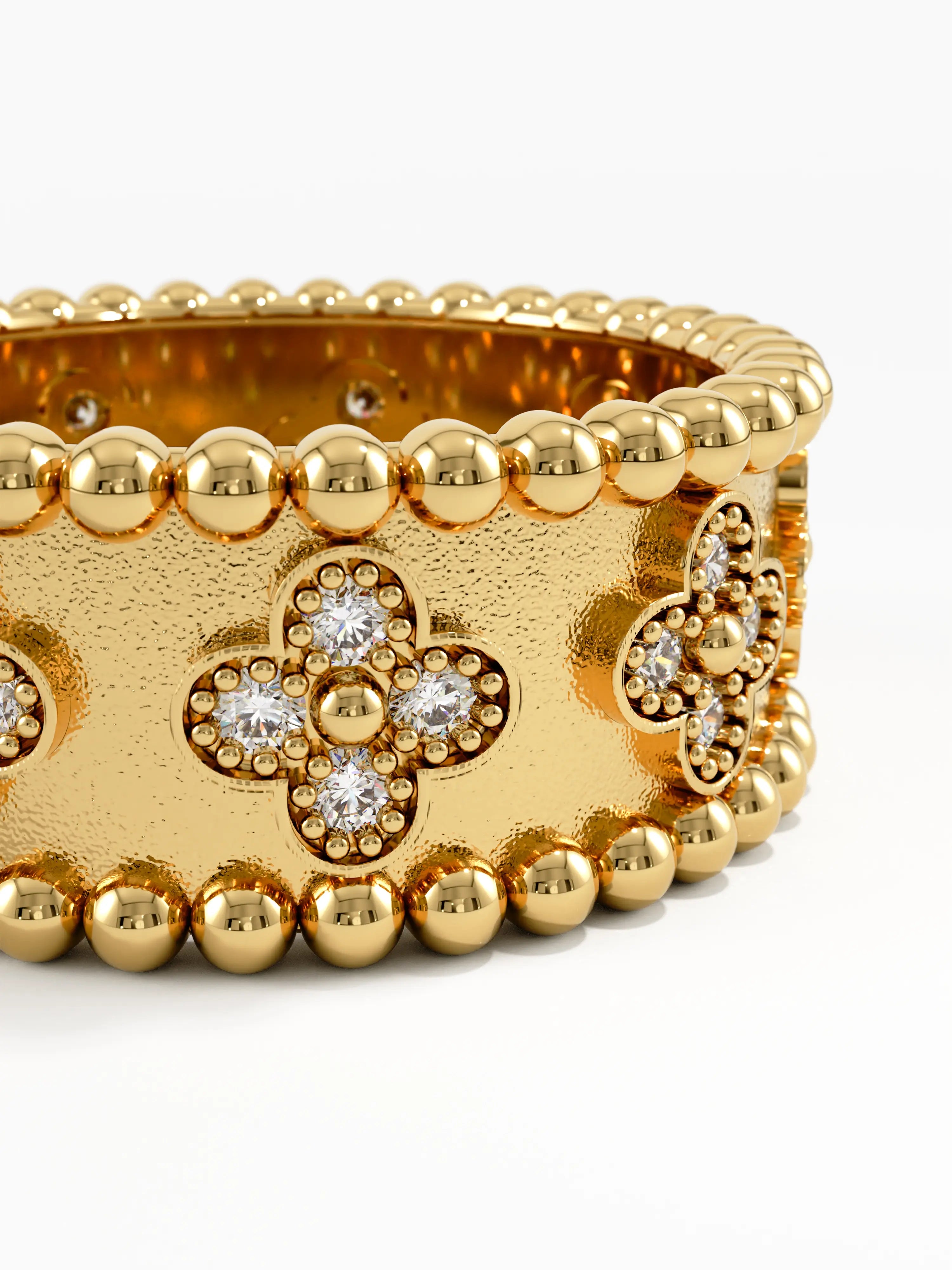 Beaded Cross Band, solid gold ring, view 2 | DiaFifth