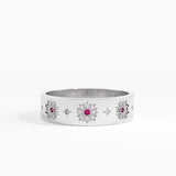 Ruby Flower Wedding Band, solid gold ring, view 7 | DiaFifth