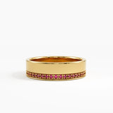 Side Pave Ruby Wedding Band, solid gold ring | DiaFifth