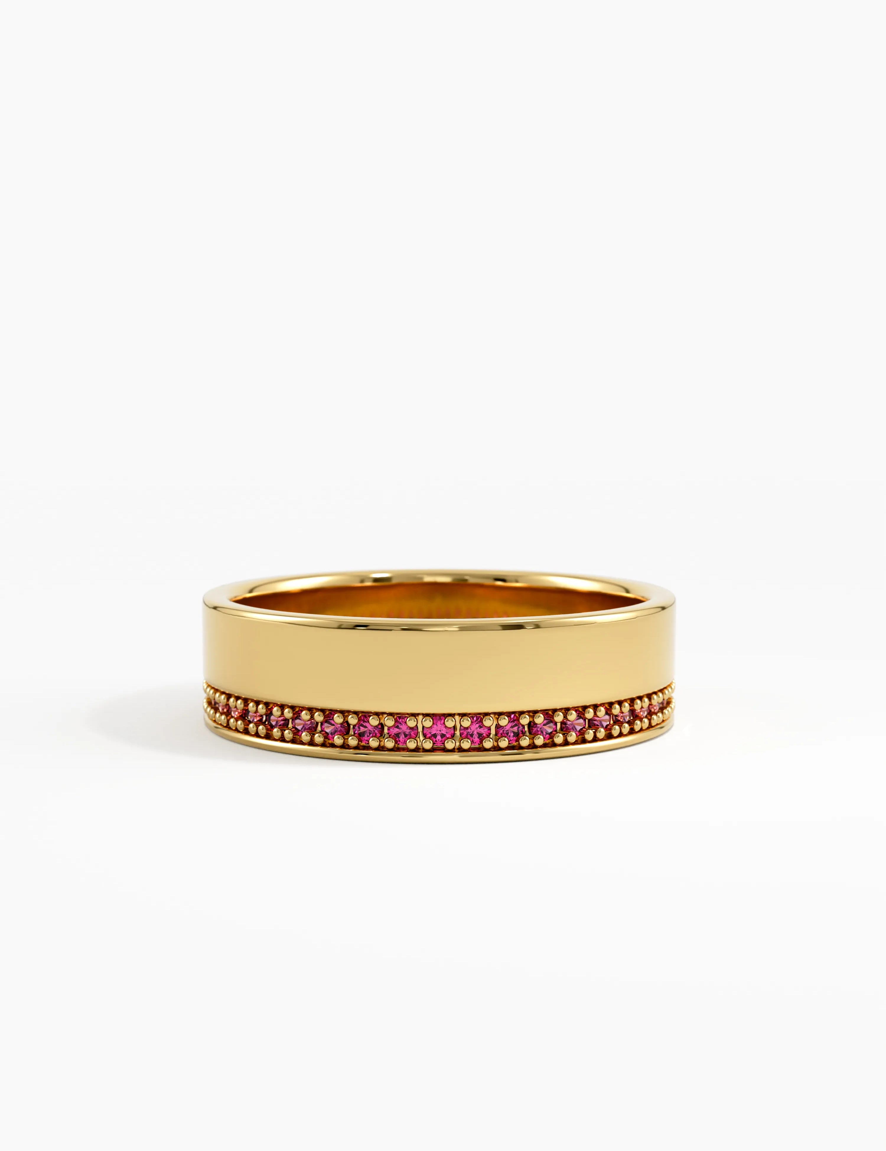 Side Pave Ruby Wedding Band, solid gold ring | DiaFifth
