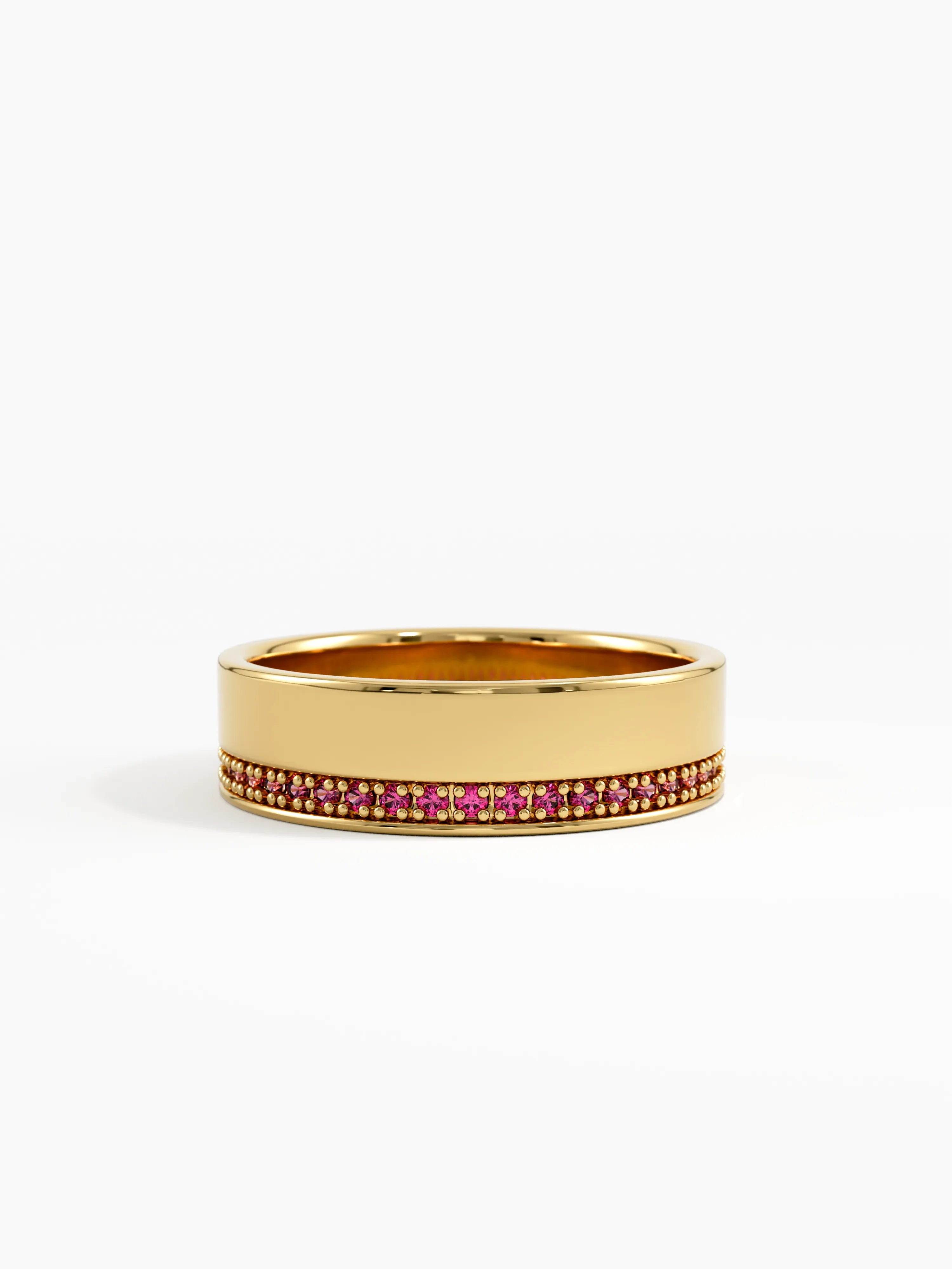 Side Pave Ruby Wedding Band, solid gold ring | DiaFifth