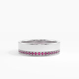 Side Pave Ruby Wedding Band, solid gold ring, view 7 | DiaFifth