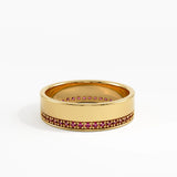 Side Pave Ruby Wedding Band, solid gold ring, view 4 | DiaFifth