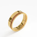Side Pave Ruby Wedding Band, solid gold ring, view 5 | DiaFifth