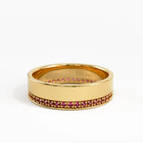 Side Pave Ruby Wedding Band, solid gold ring, view 8 | DiaFifth