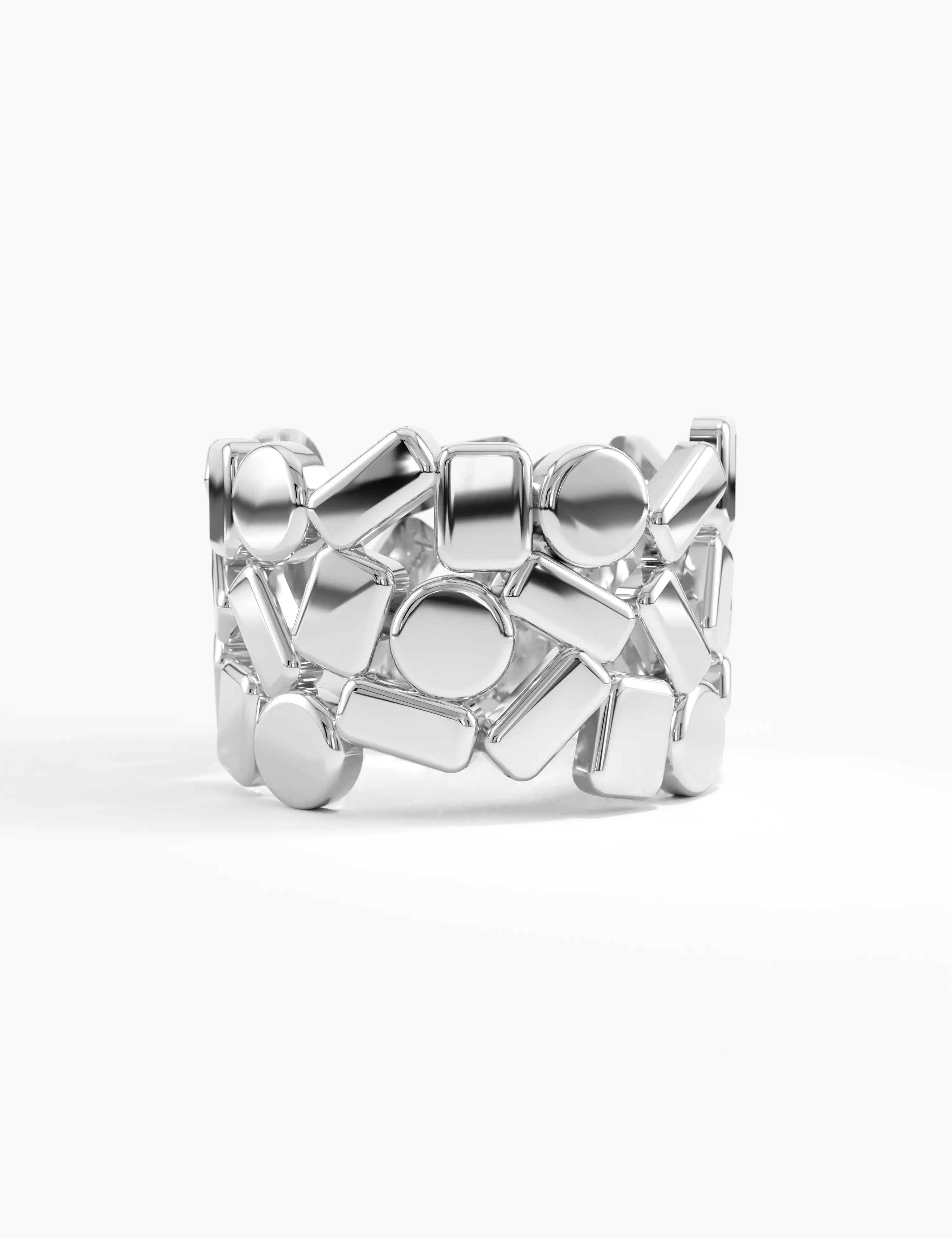 Geometric Statement Band, solid gold ring, view 7 | DiaFifth