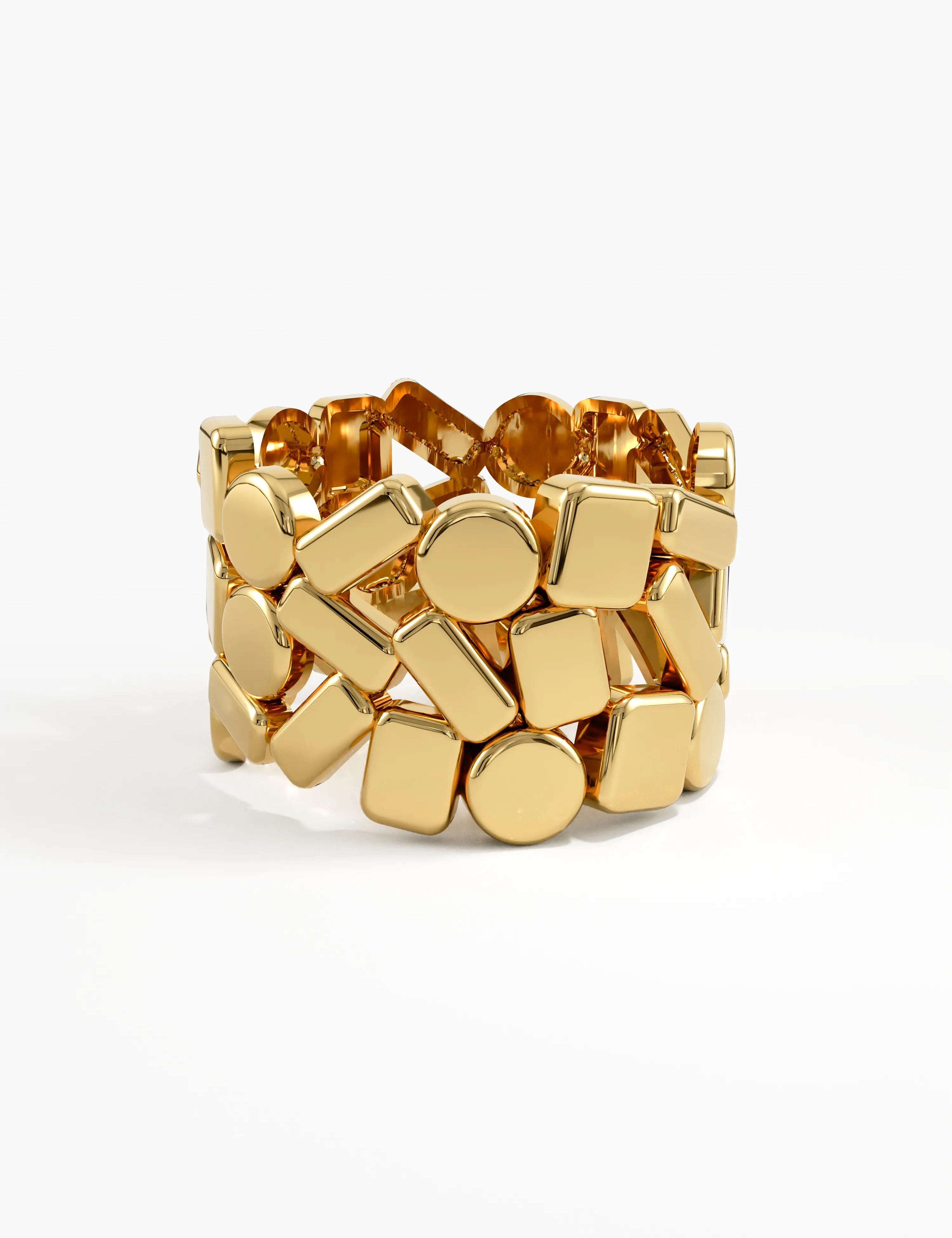 Geometric Statement Band, solid gold ring, view 8 | DiaFifth