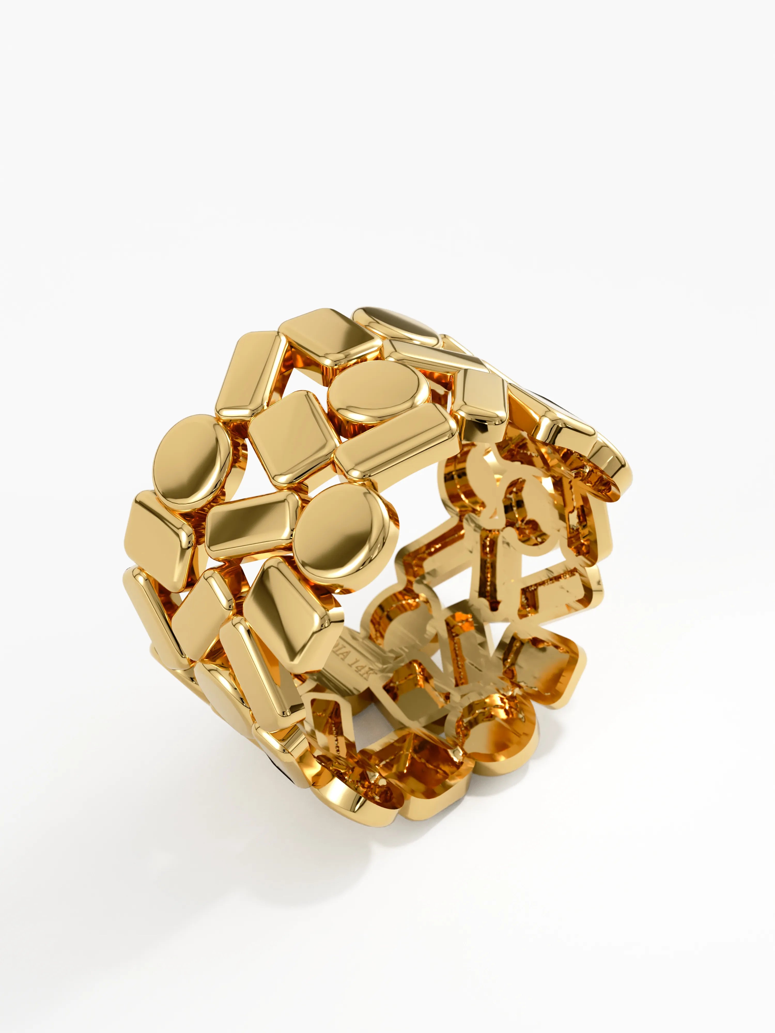 Geometric Statement Band, solid gold ring, view 5 | DiaFifth