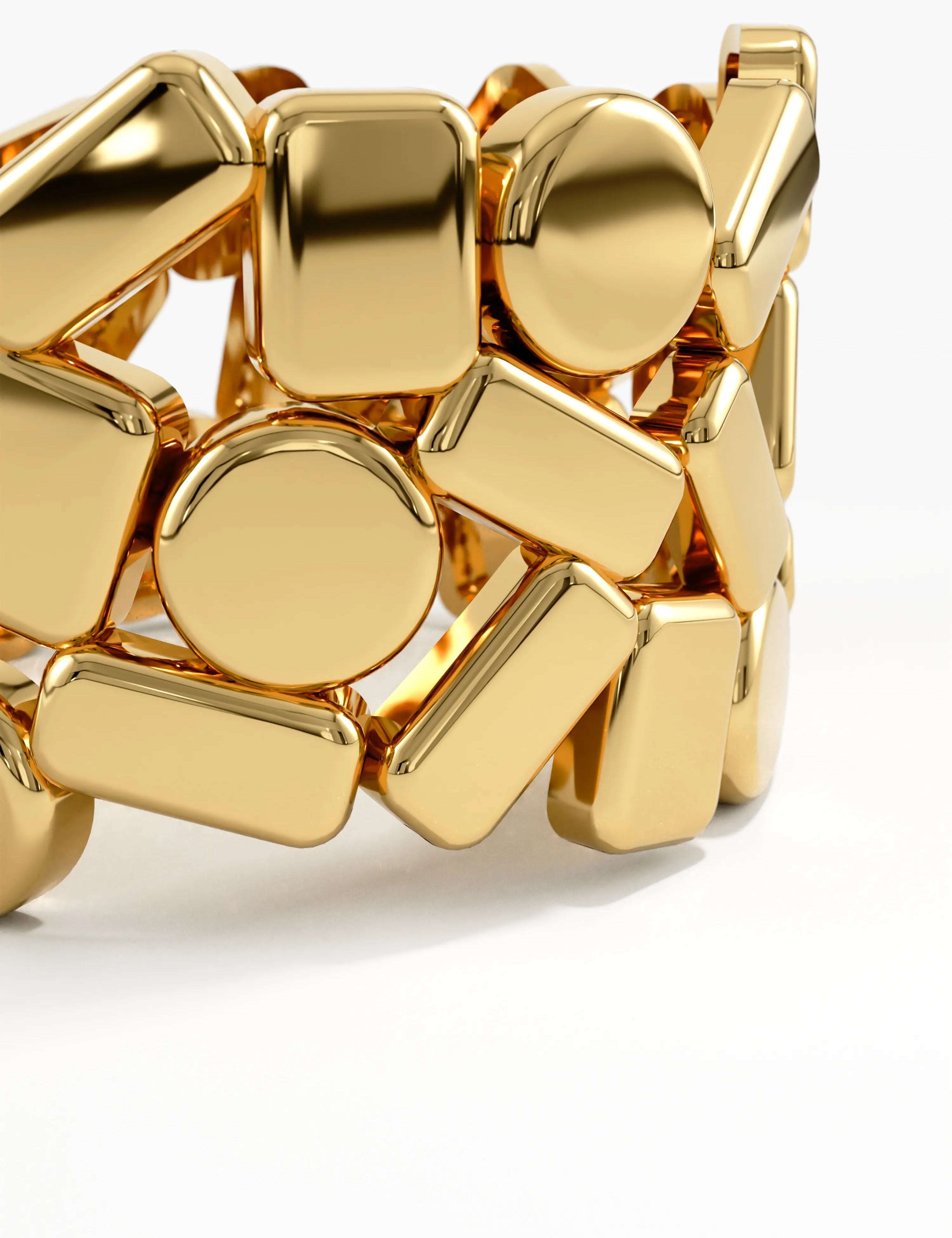 Geometric Statement Band, solid gold ring, view 2 | DiaFifth