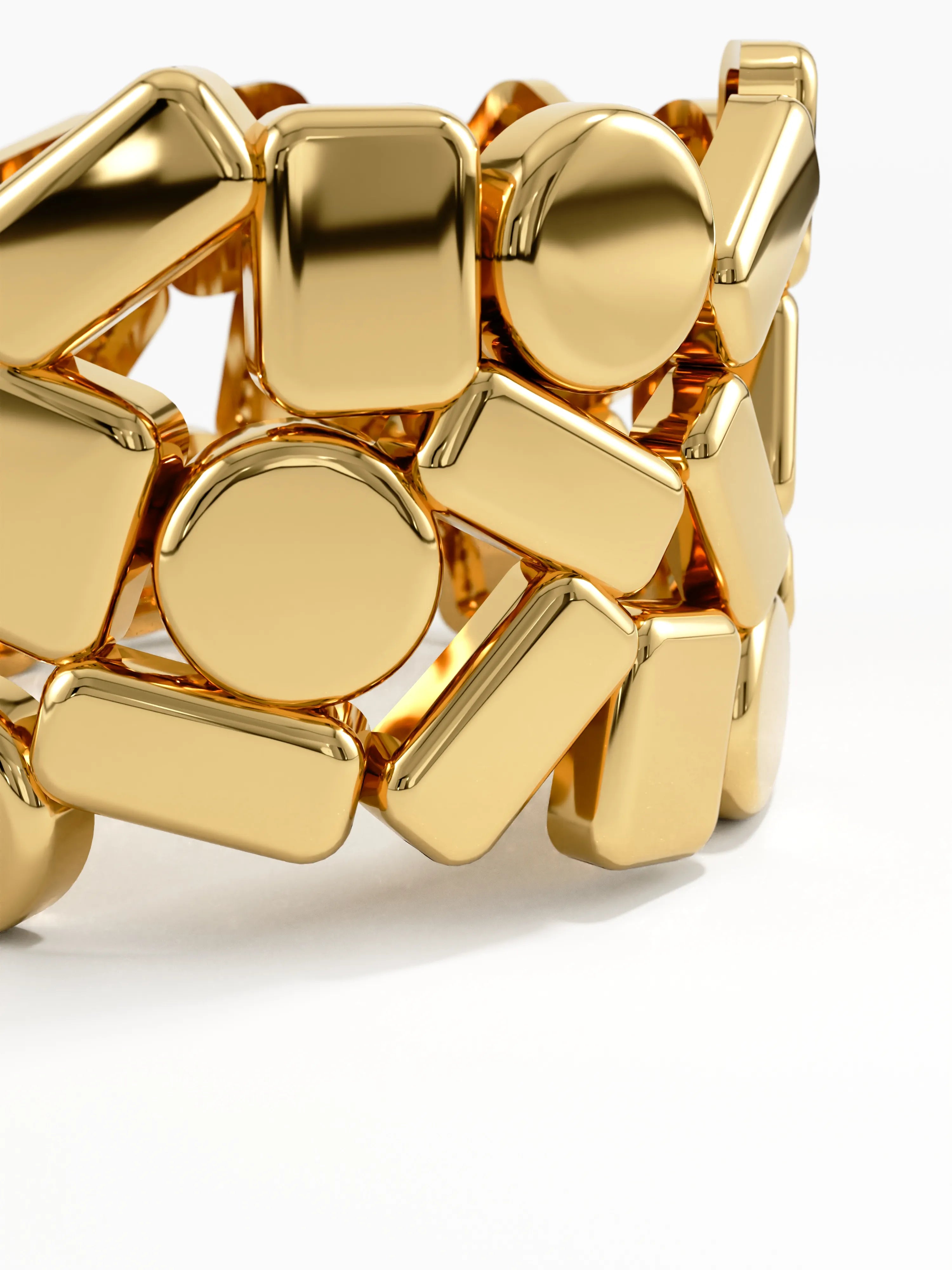 Geometric Statement Band, solid gold ring, view 2 | DiaFifth