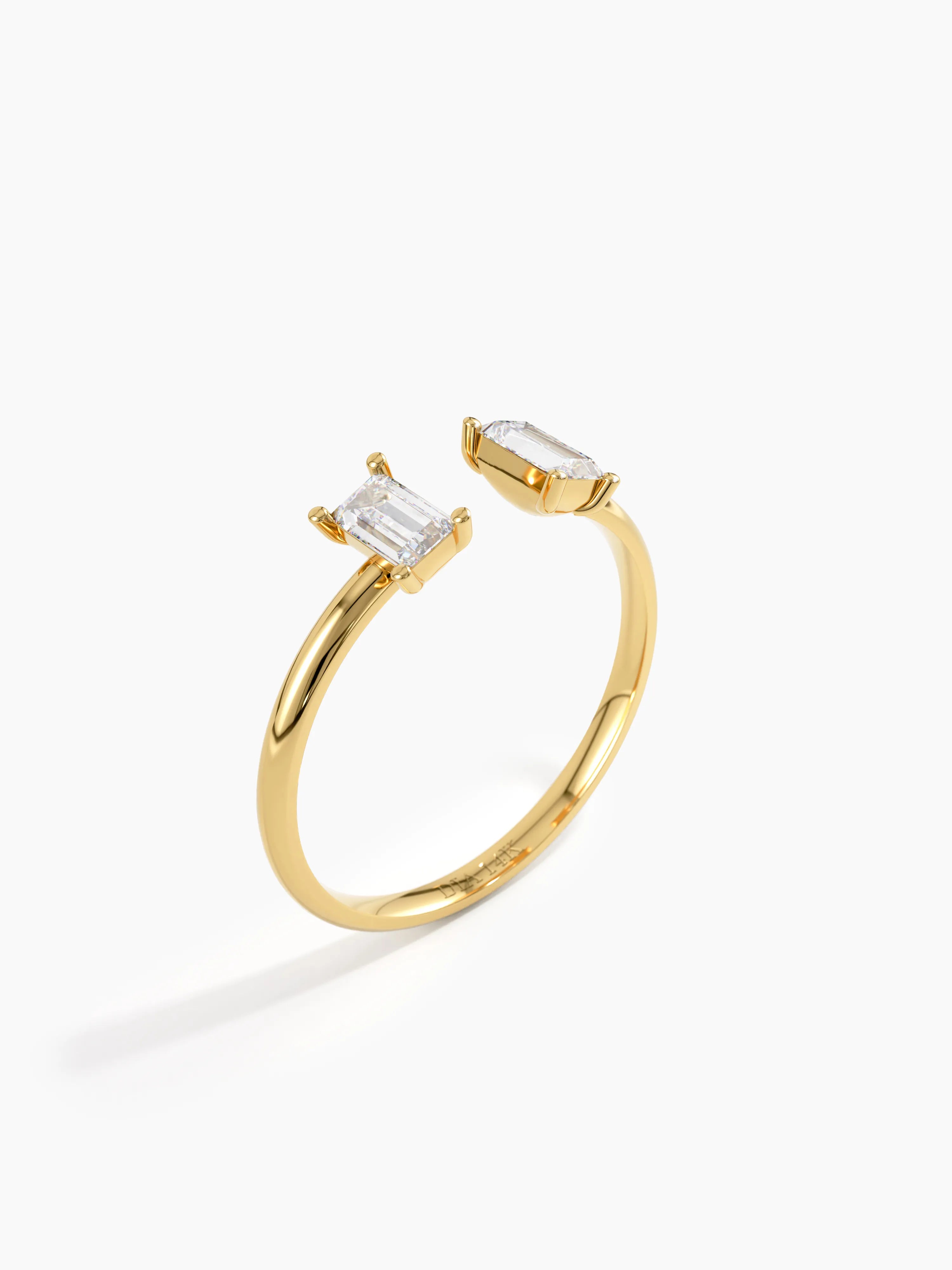 Open Baguette Ring, solid gold ring, view 5 | DiaFifth