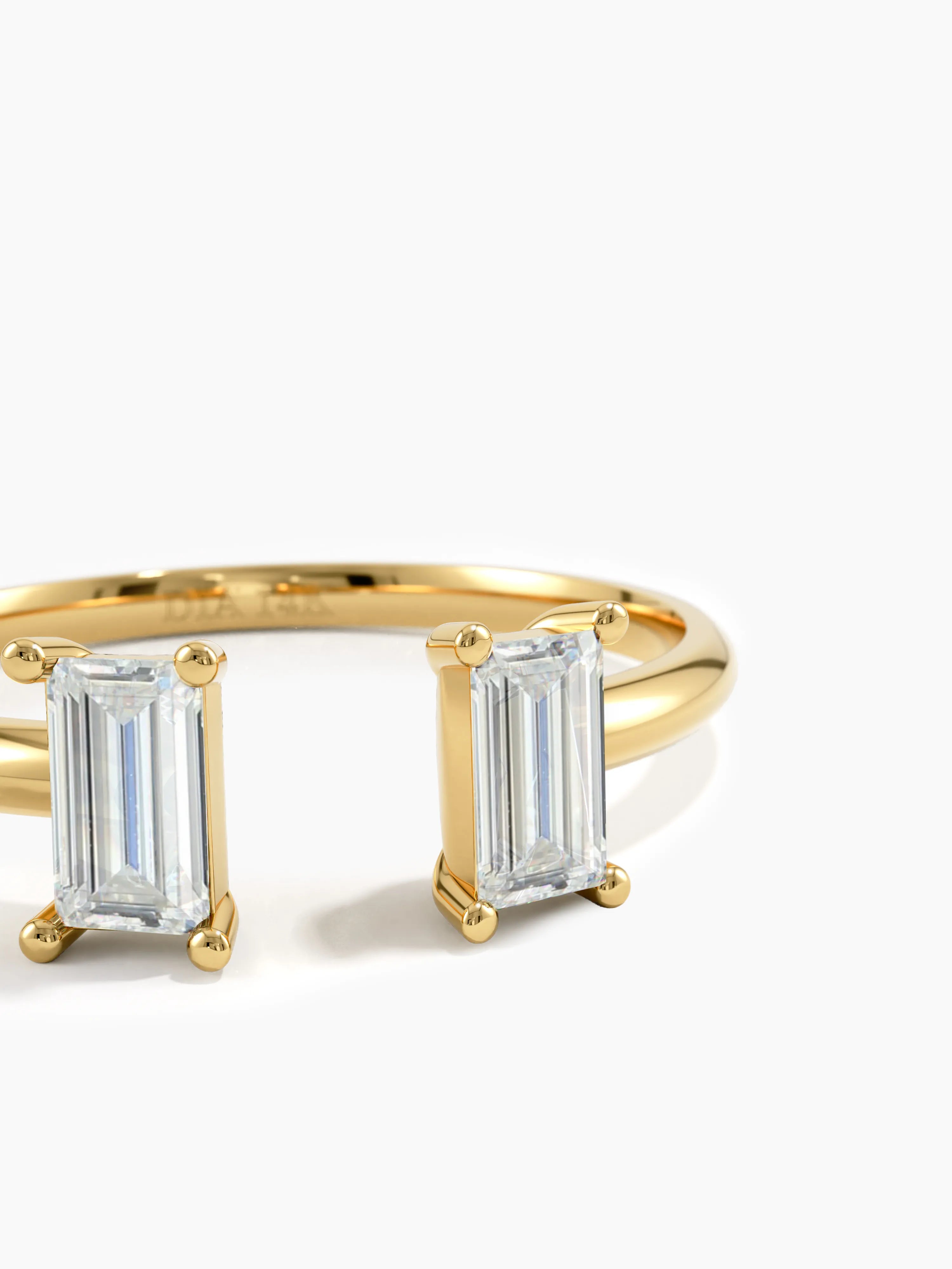 Open Baguette Ring, solid gold ring, view 2 | DiaFifth