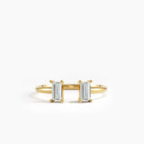 Open Baguette Ring, solid gold ring | DiaFifth