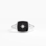 Black Enamel Signet Ring, solid gold ring, view 7 | DiaFifth