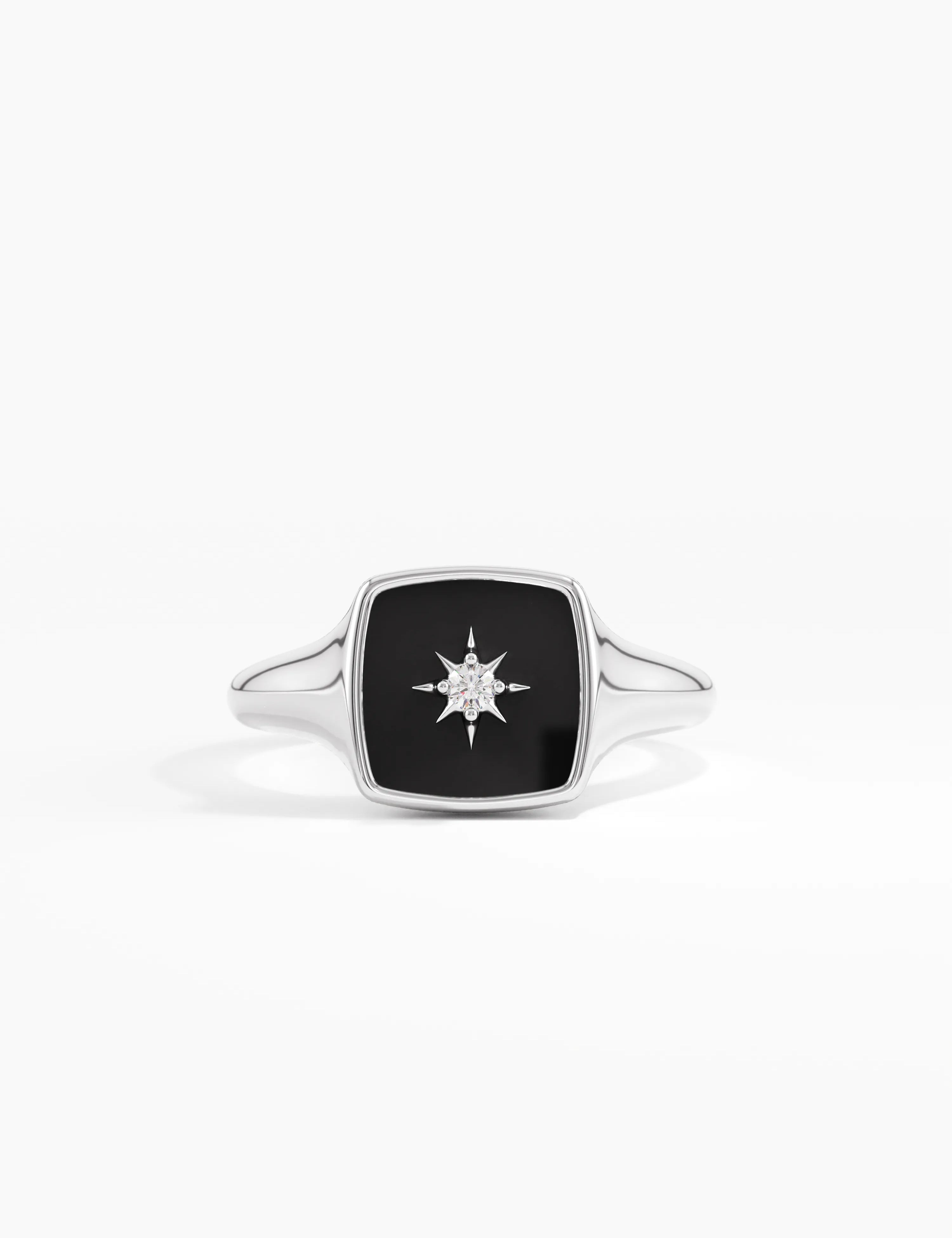 Black Enamel Signet Ring, solid gold ring, view 7 | DiaFifth