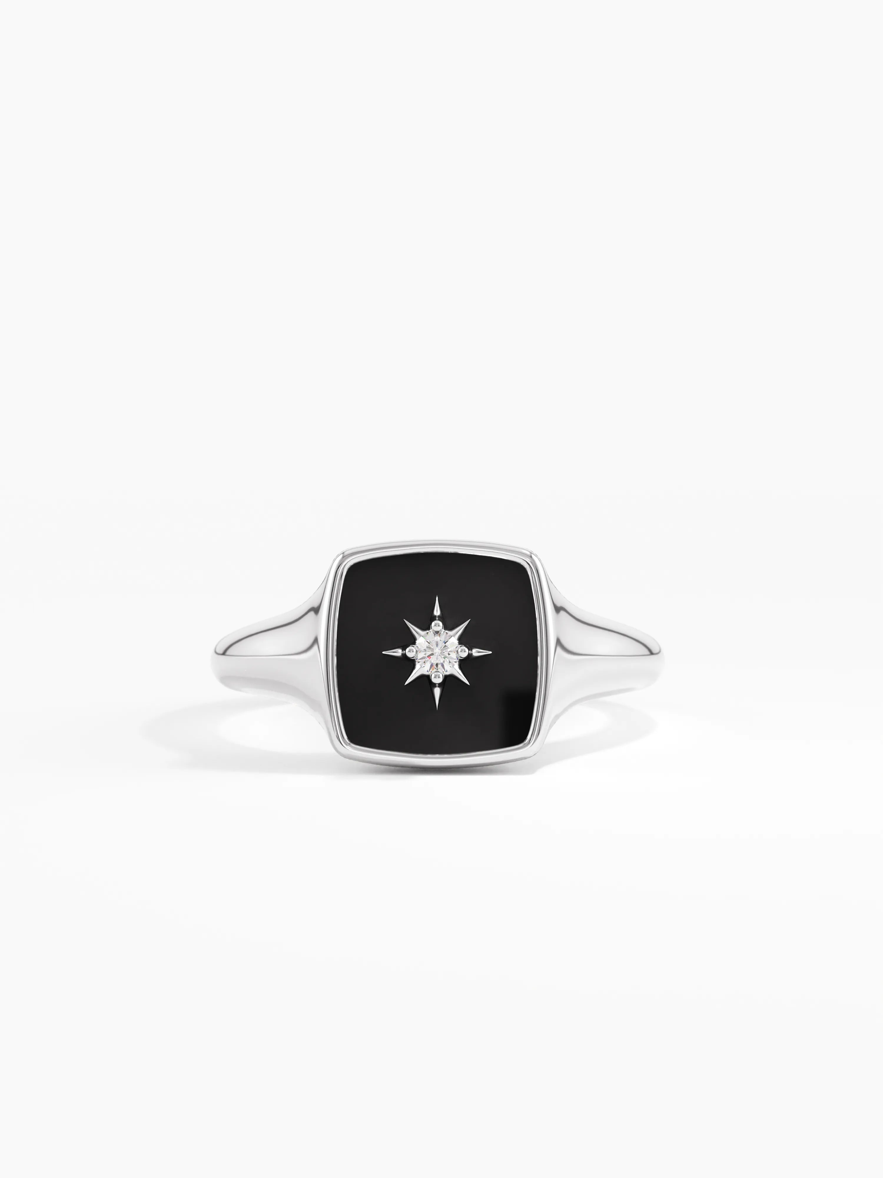 Black Enamel Signet Ring, solid gold ring, view 7 | DiaFifth