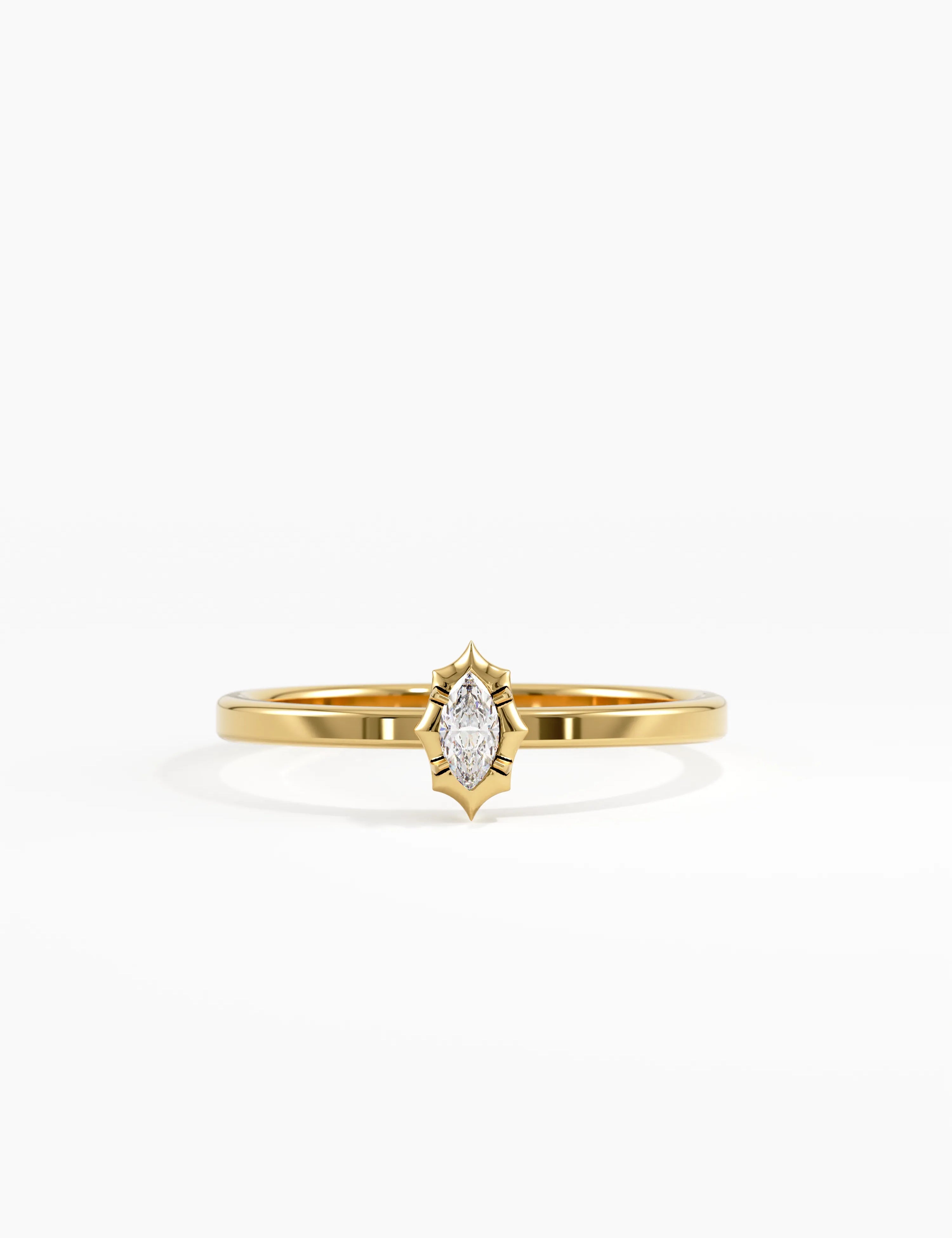 Marquise Solitaire Ring, solid gold ring | DiaFifth