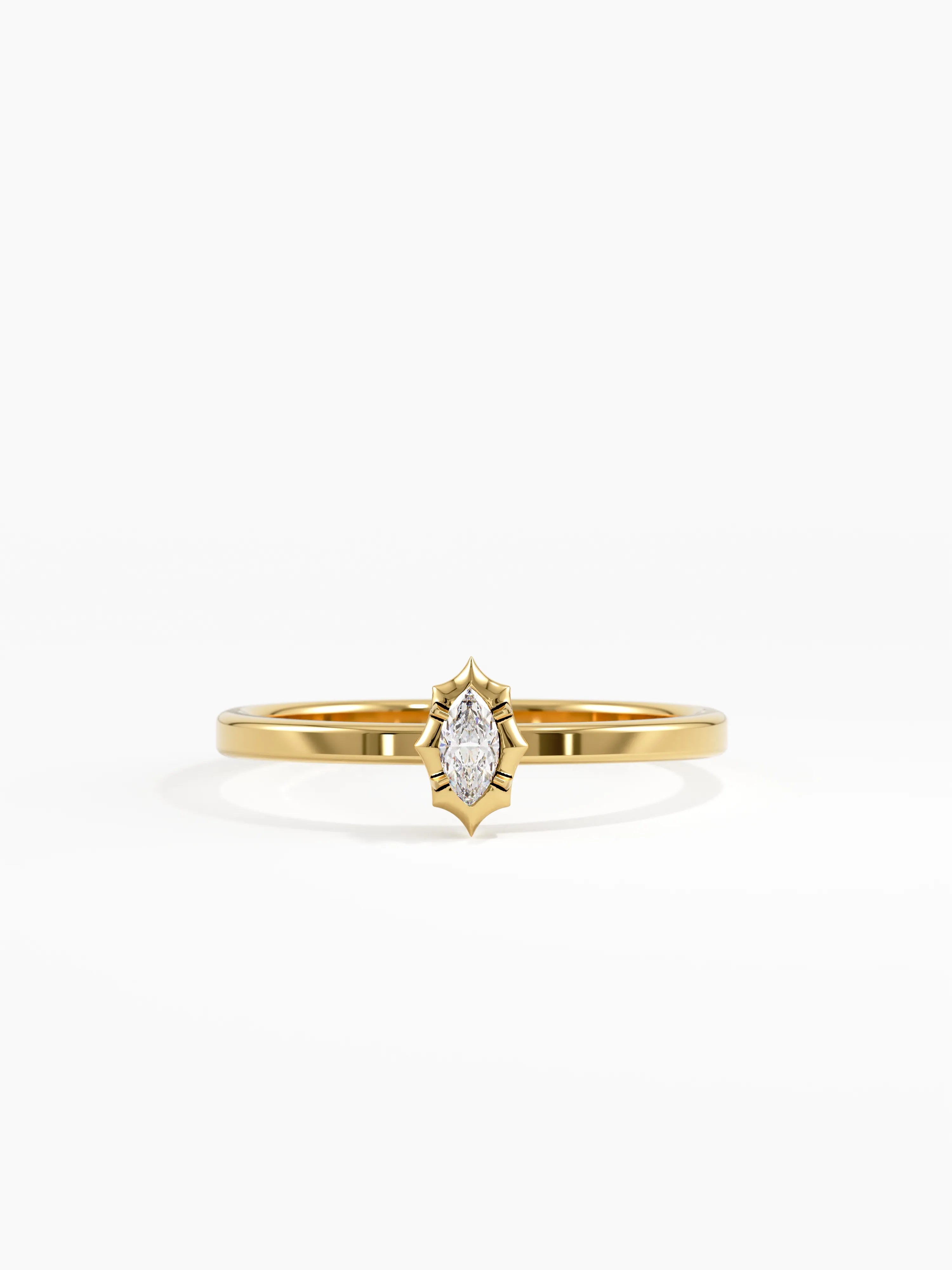 Marquise Solitaire Ring, solid gold ring | DiaFifth