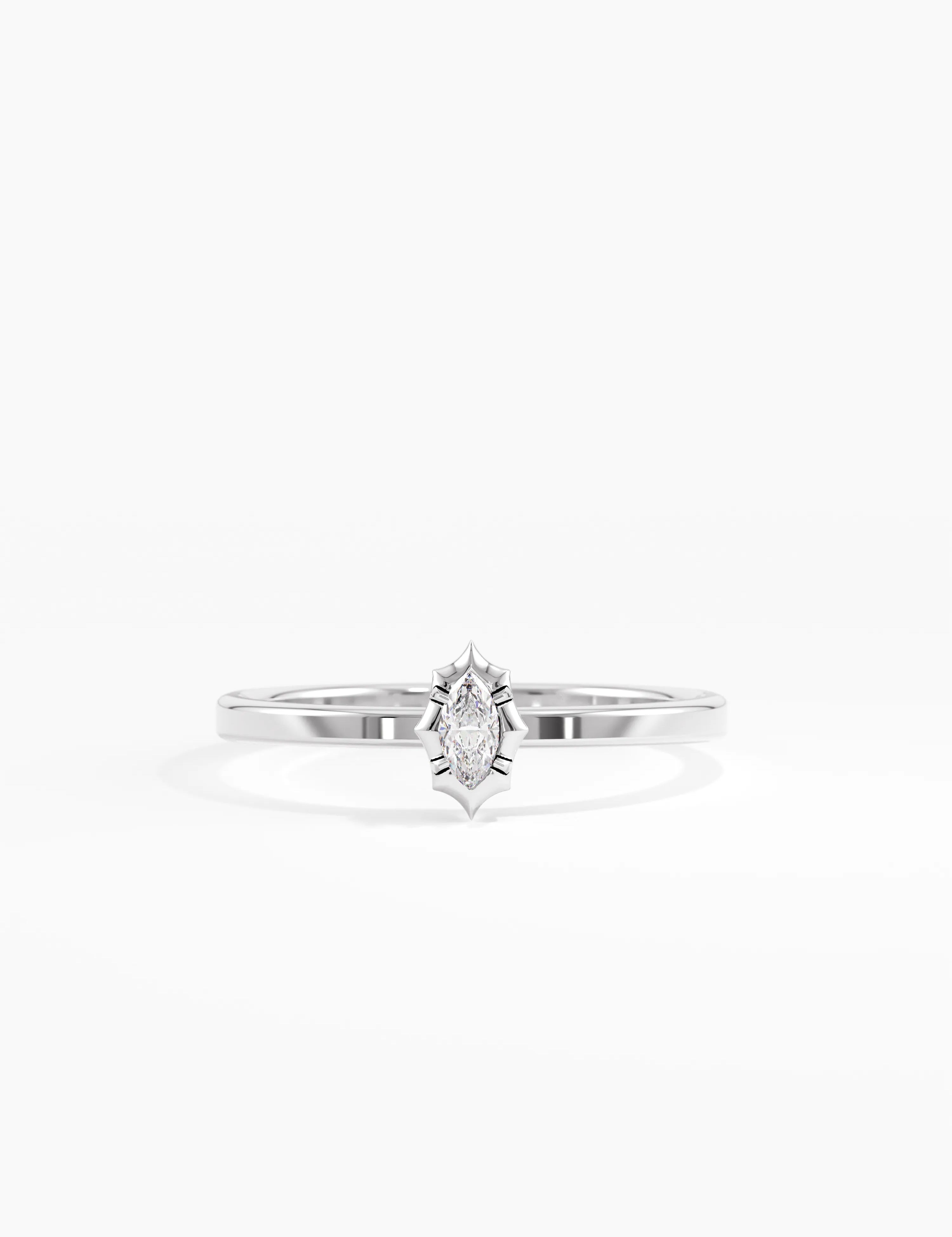 Marquise Solitaire Ring, solid gold ring, view 7 | DiaFifth