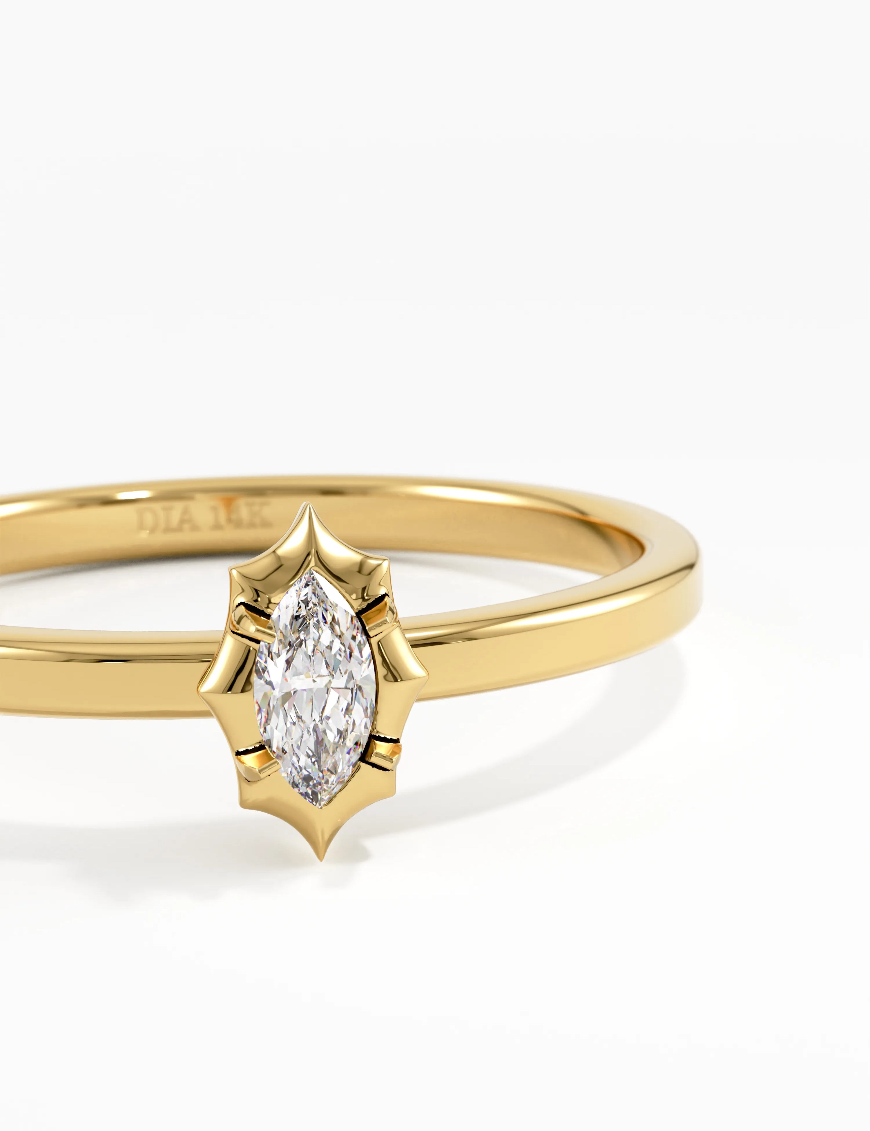 Marquise Solitaire Ring, solid gold ring, view 2 | DiaFifth